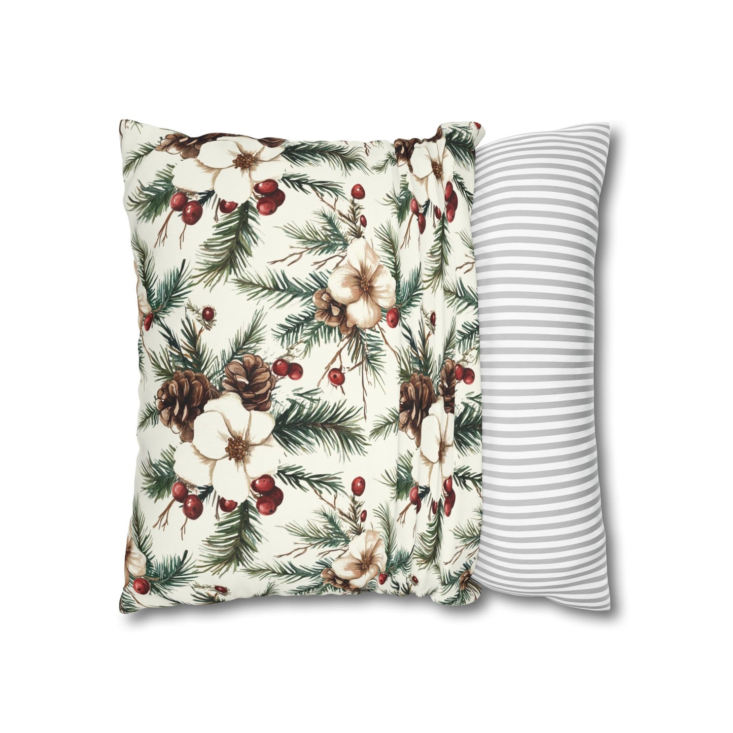 Christmas Pines and Florals Pillow Cover