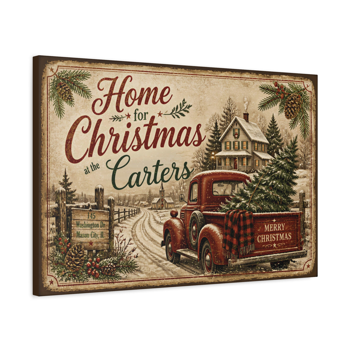 Personalized Home for Christmas Canvas Art