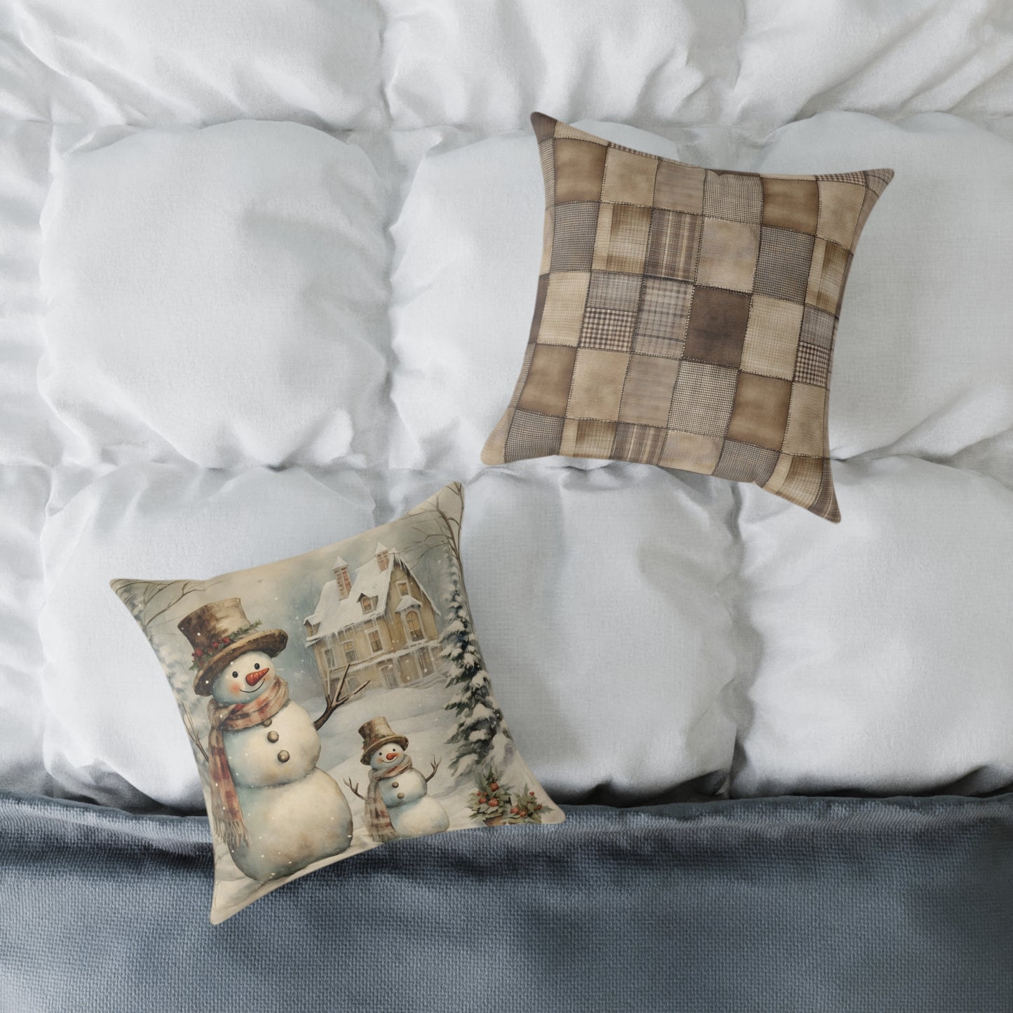 The Winter Cottage Snowmen Pillow
