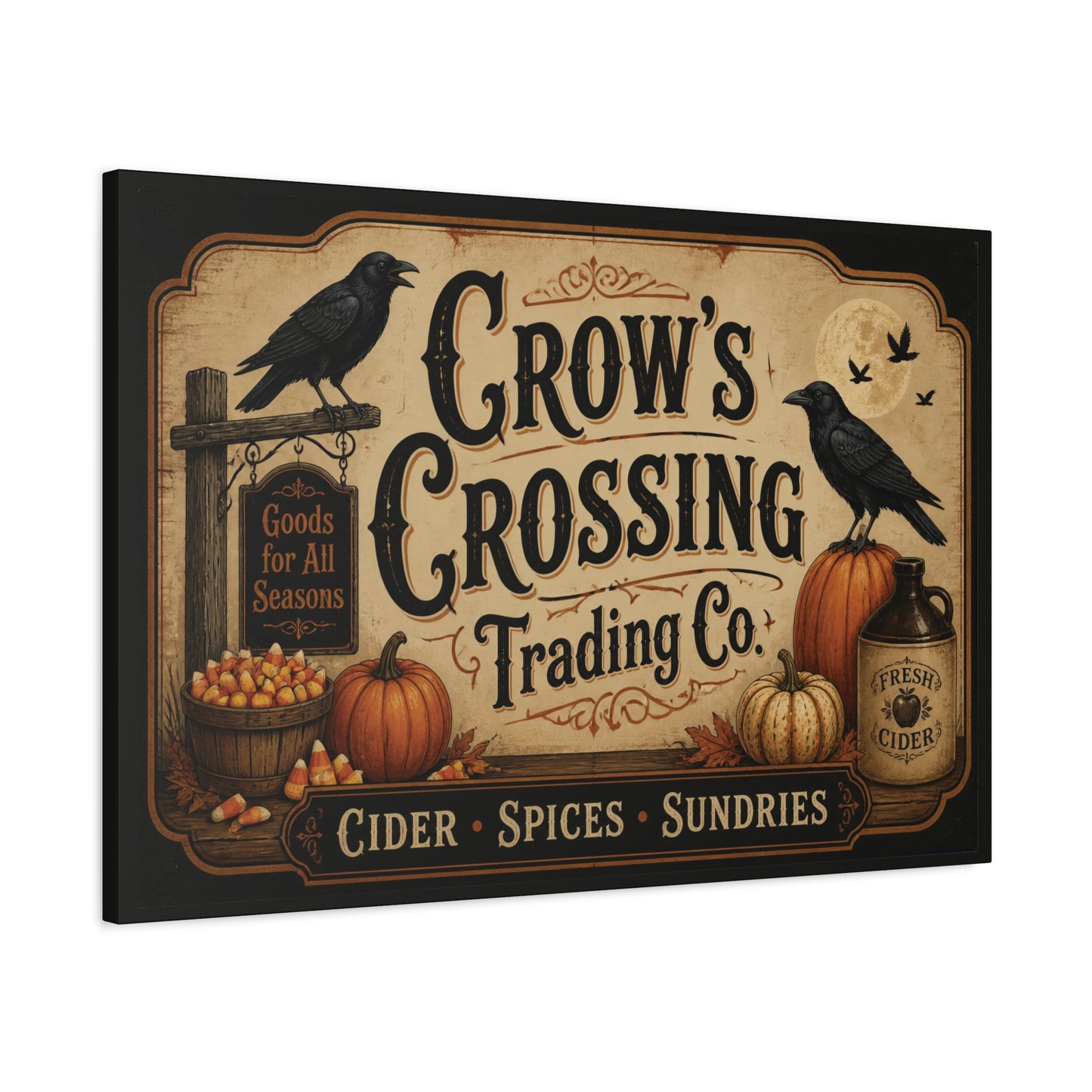 Vintage Crow's Crossing Canvas Wall Art