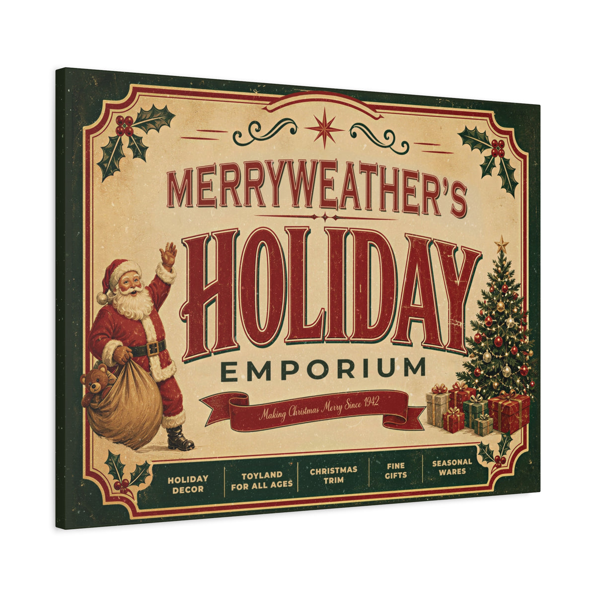 Personalized Holiday Emporium Christmas Canvas Sign