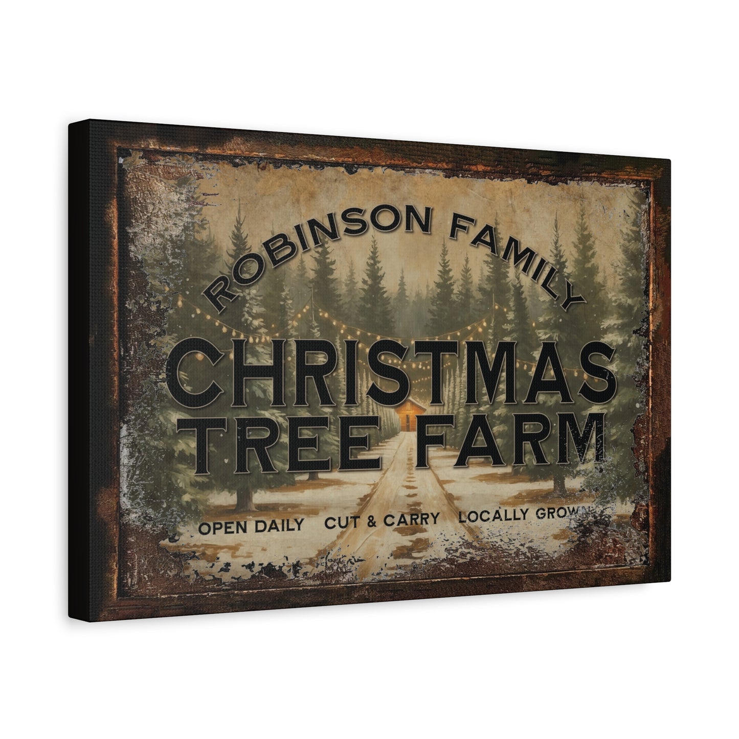 Personalized Christmas Tree Farm Canvas Wall Art