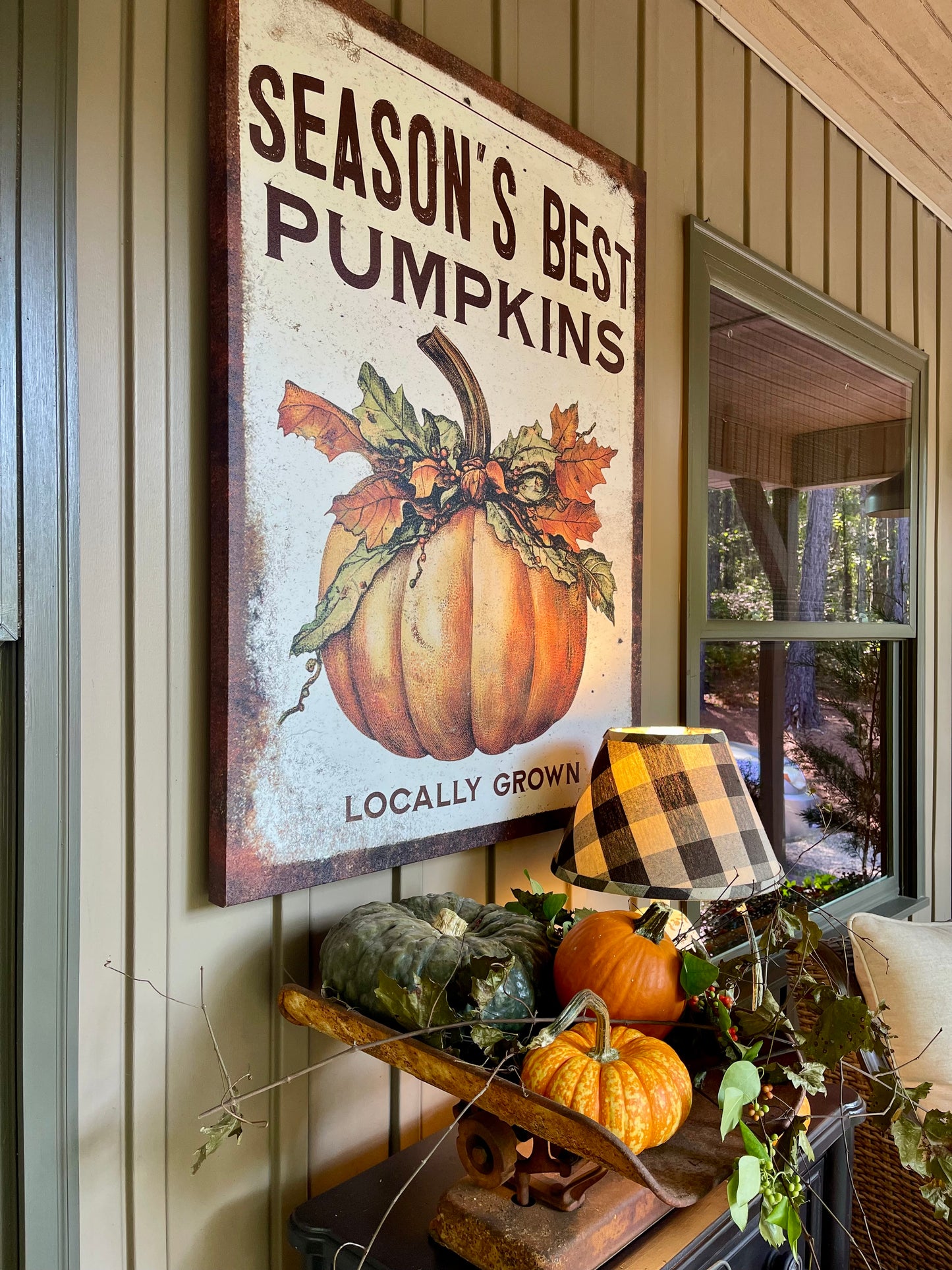 Seasons Best Pumpkins Rustic Canvas Art