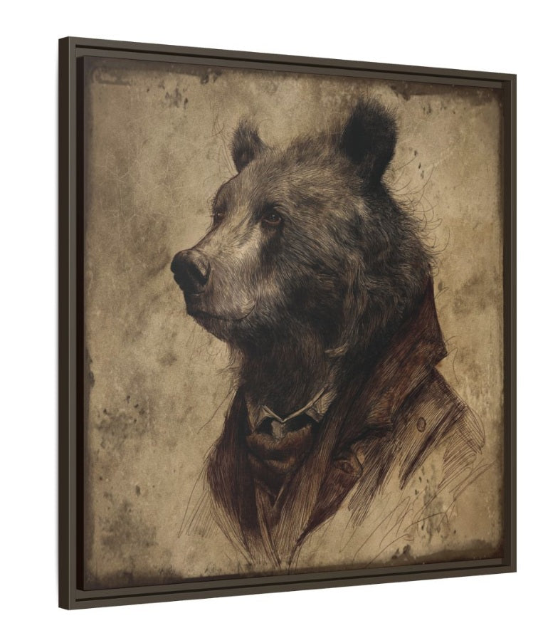 Gentleman Bear Wood Framed Wall Art