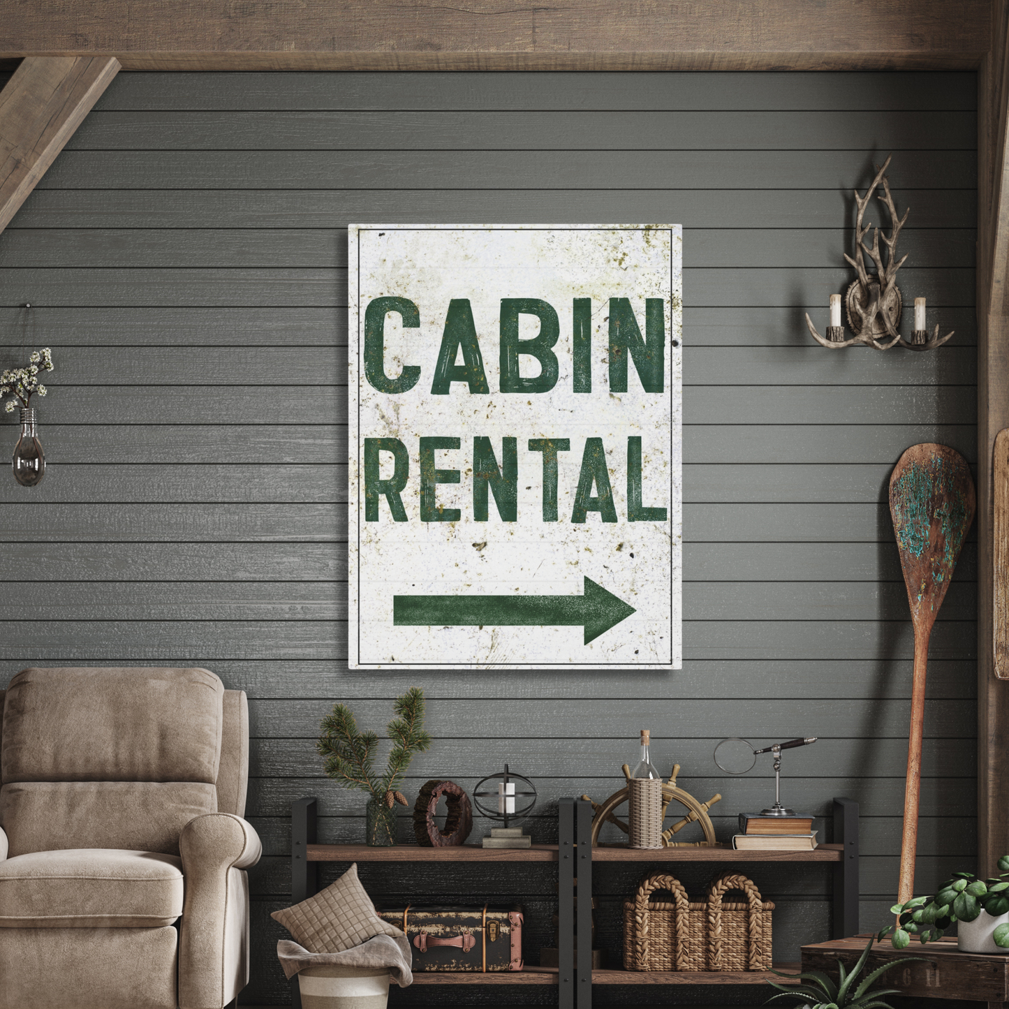 Cabin Rental Rustic Canvas Art