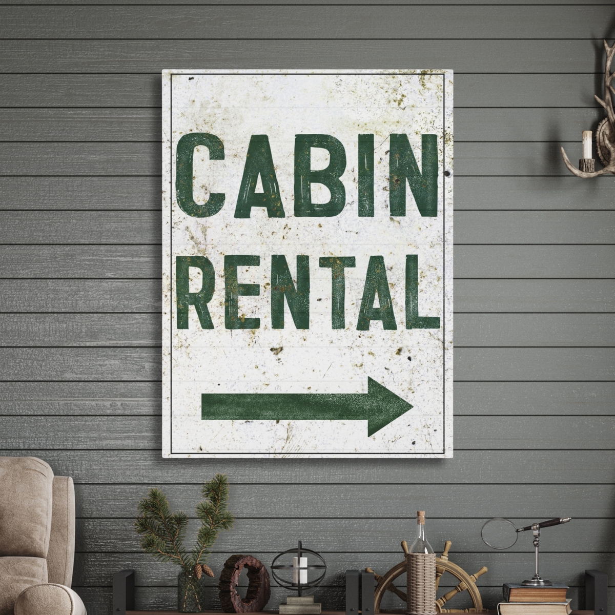 Cabin Rental Rustic Canvas Art