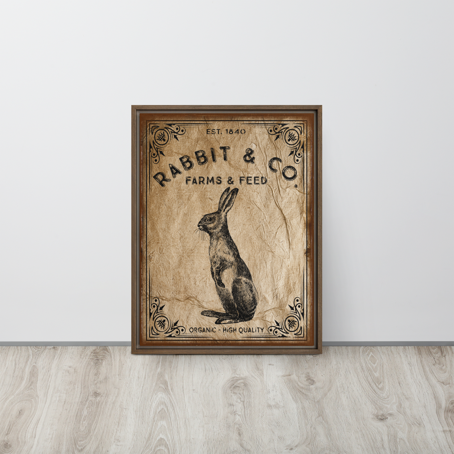 Wood Framed Rabbit & Co Canvas Art