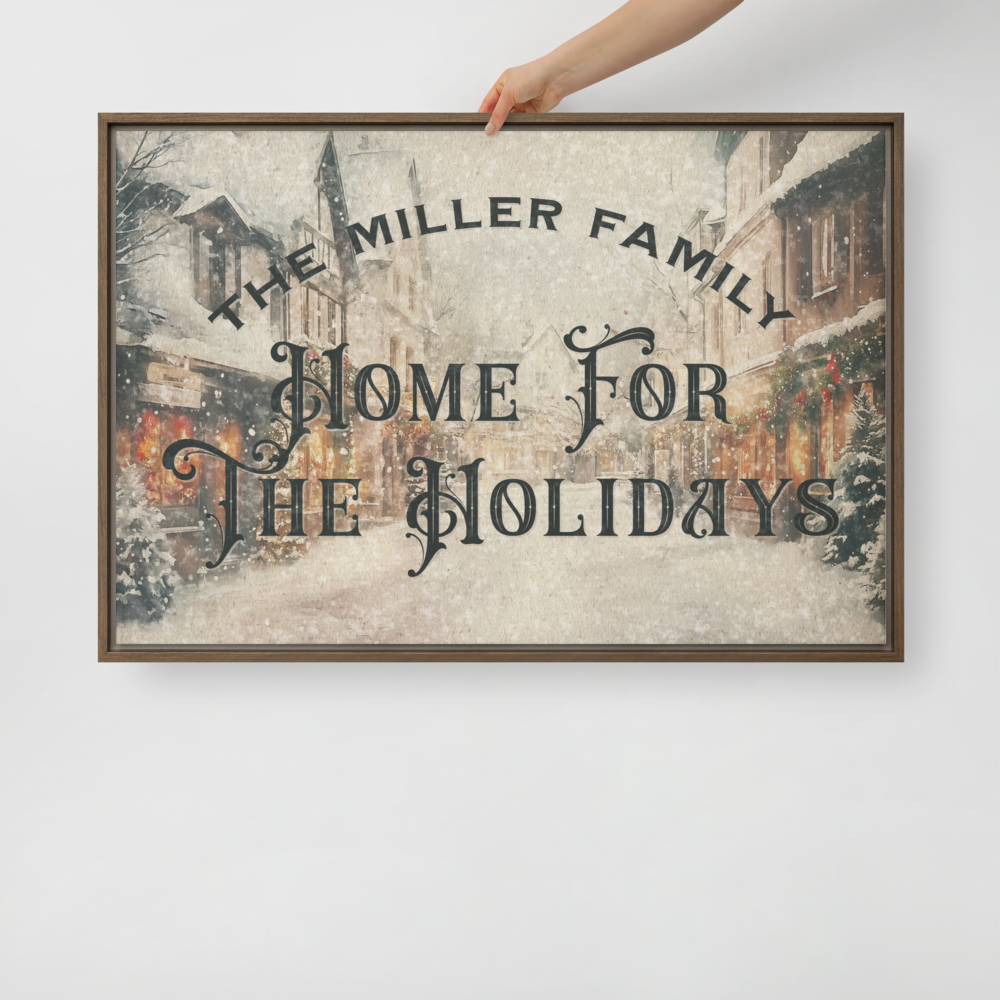 Personalized Home for the Holidays Framed Canvas Art