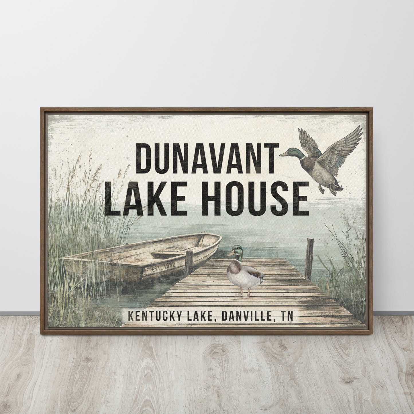 Personalized Lake House Framed Canvas Art