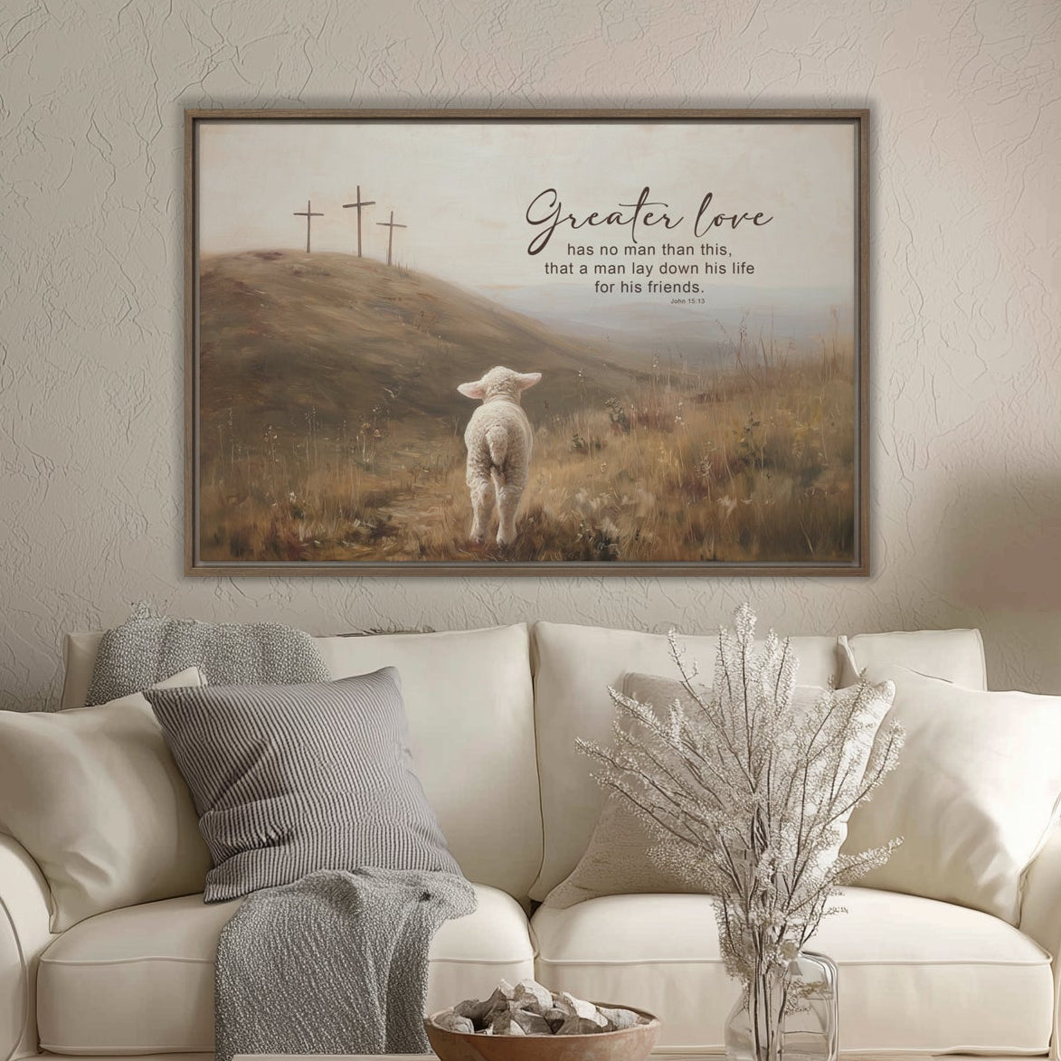 Greater Love John 15:13 Framed Canvas Art