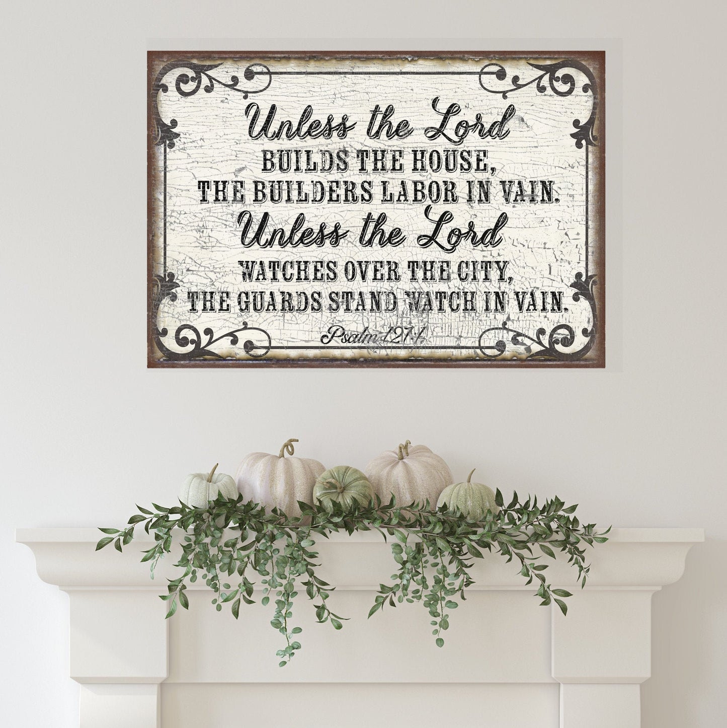 Psalm 127:1 Unless The Lord Canvas, Christian Wall Art, Scripture Wall Art, Christian Home Decor, Bible Verse Wall Decor, Christian Sign