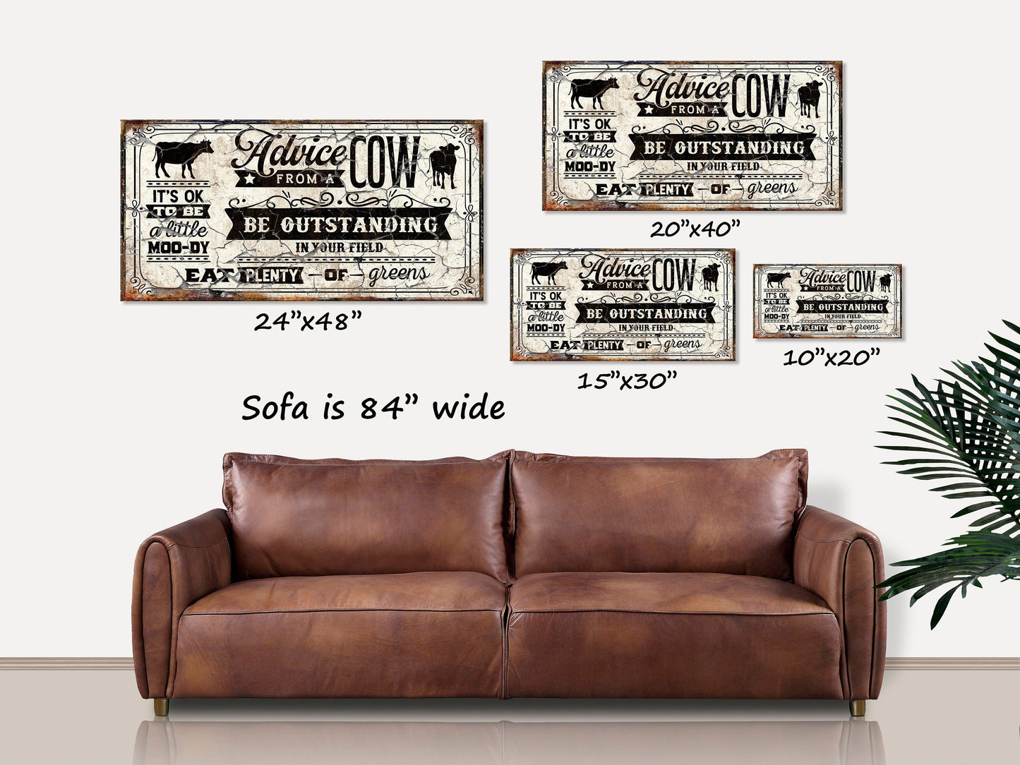 Advice From A Cow Canvas Wall Art, Rustic Farmhouse Decor, Large Canvas Sign, Cow Decor, Vintage Signs, Cow Gifts, Farm Signs, Farm Gifts