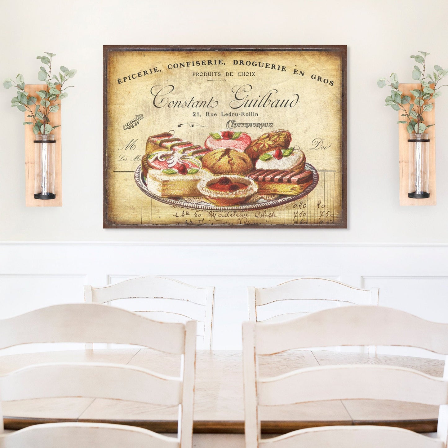 French Pastries Kitchen Sign, French Country Decor, Vintage Kitchen Decor, Large Canvas Signs, Vintage Signs, Antique Sign, Cottage Core