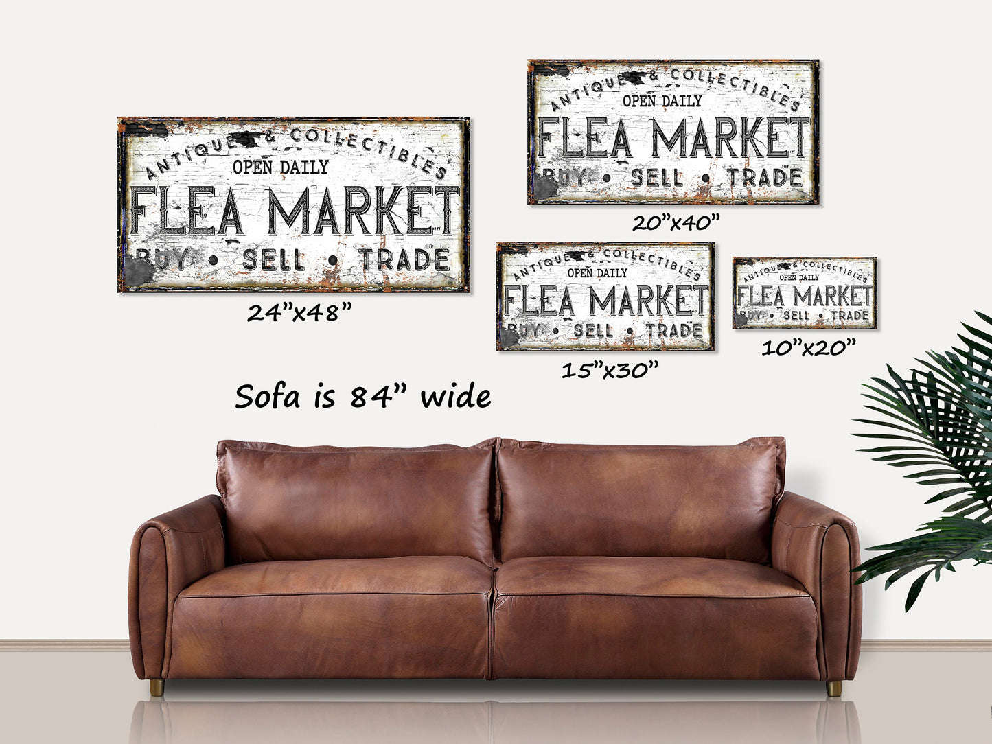 Vintage Flea Market Sign, Farmhouse Decor, Canvas Wall Art, Antiques Sign, Buy Sell Trade, Old Time Signs, Rustic Decor, Vintage Sign