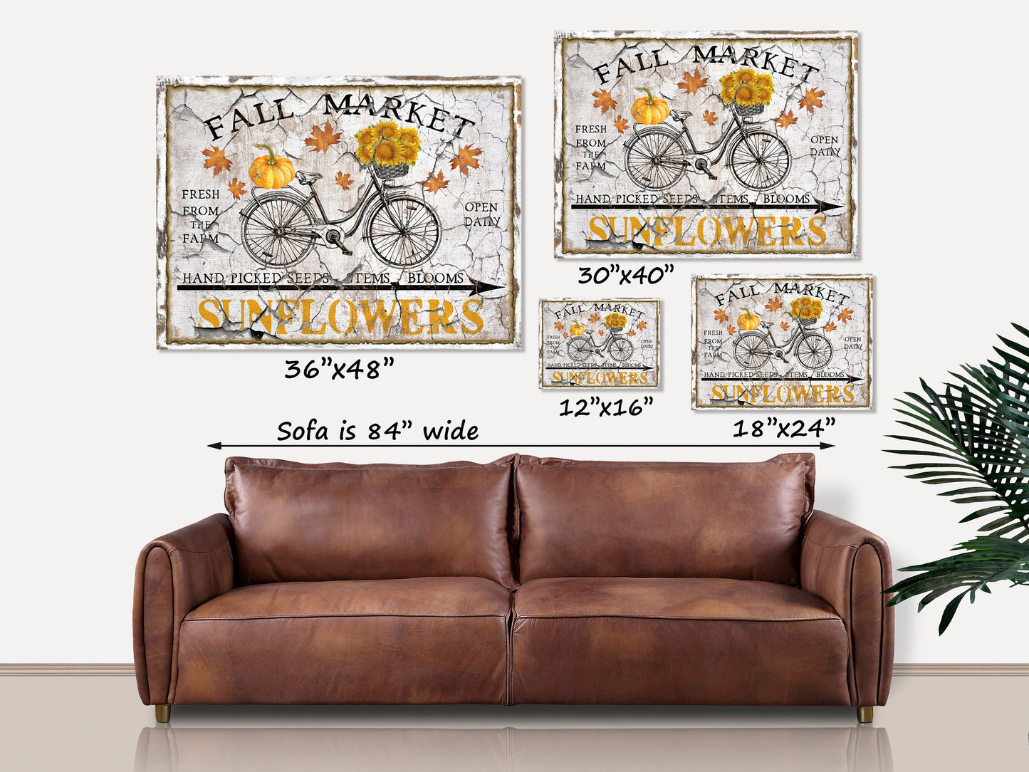 Fall Decor, Sunflower Sign, Fall Market Canvas Sign, Farmhouse Fall Sign, Fall Wall Decor, Vintage Decor, Large Canvas Signs, Vintage Signs