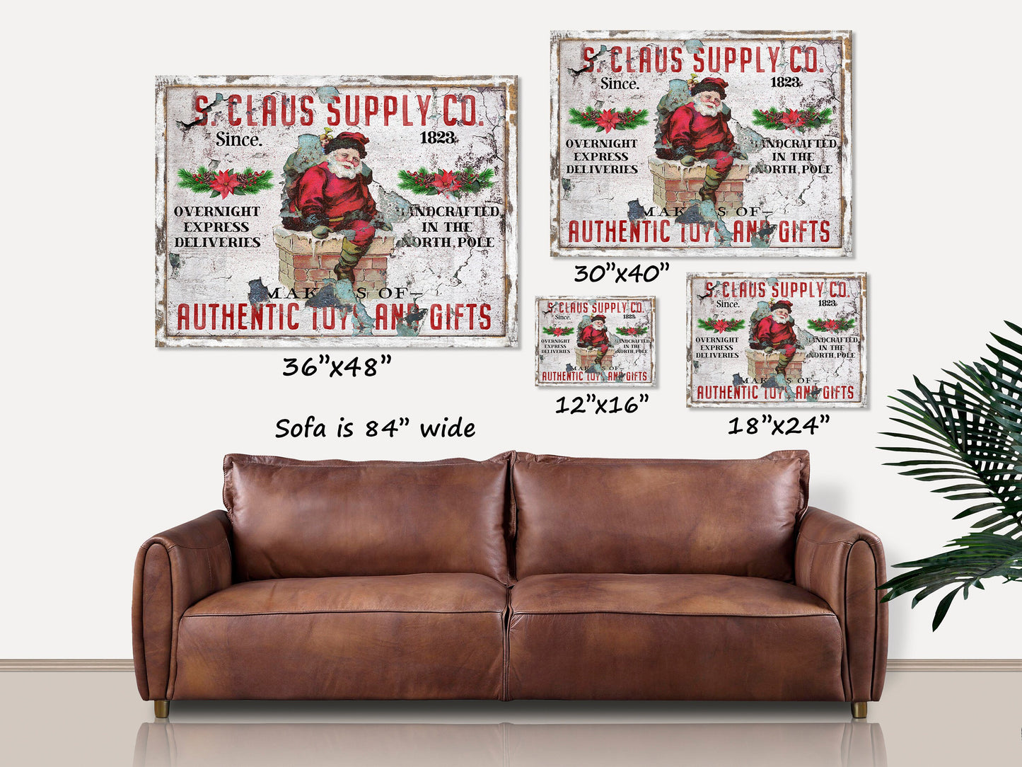 Holiday Decor, Santa Claus Sign Canvas Wall Art, Christmas Signs, Vintage Christmas Decor, Primitive Christmas, Vintage Signs, Antique Sign