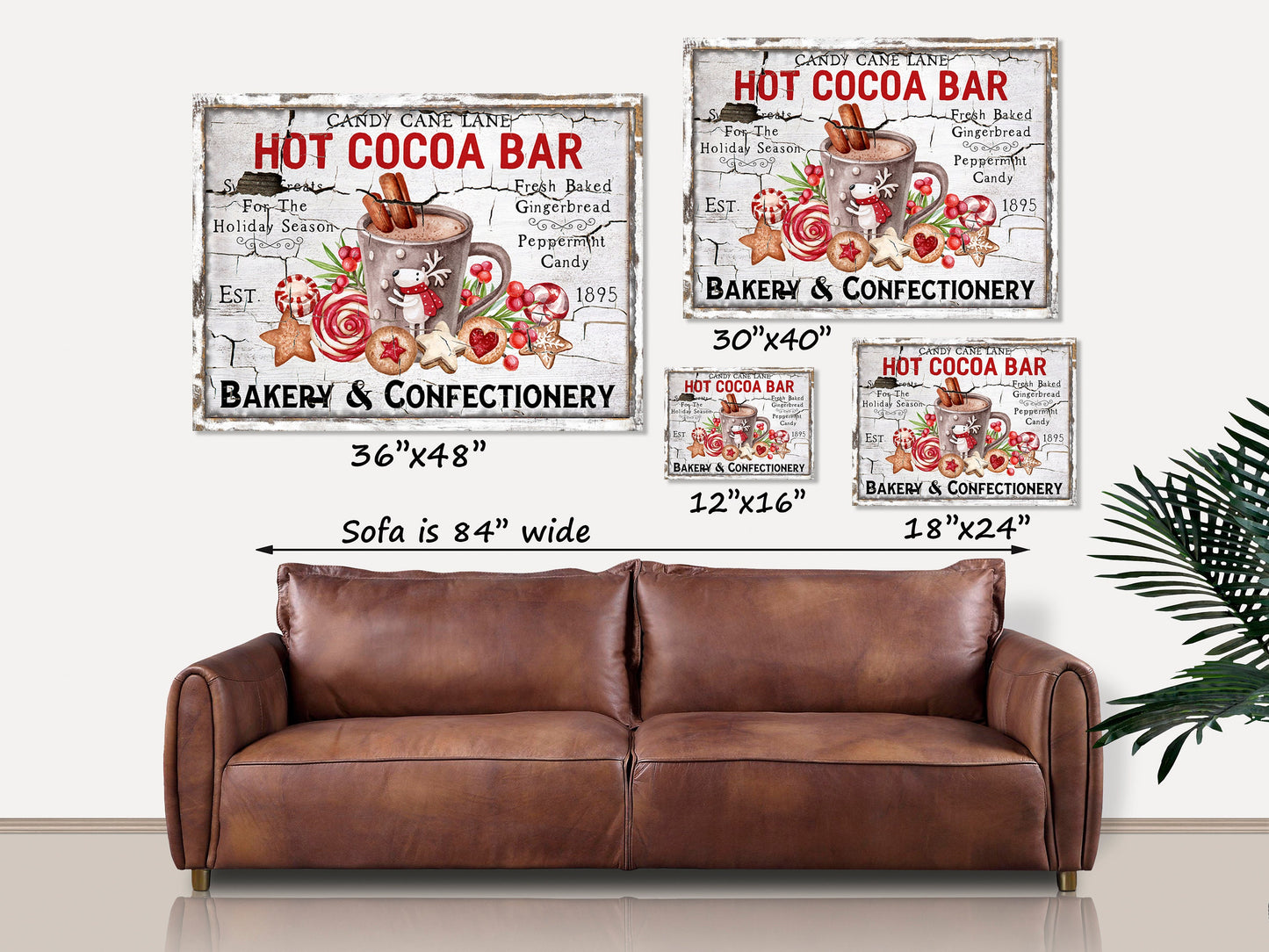 Hot Cocoa Sign, Holiday Decor, Christmas Signs, Canvas Wall Art, Hot Cocoa Bar Sign, Vintage Christmas Decorations, Antique Signs,