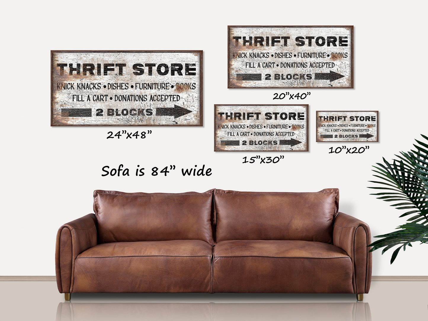 Rustic Thrift Store Sign, Modern Farmhouse Decor, Large Canvas Wall Art, Antiques Sign, Vintage Decor, Old Time Signs, Rustic Decor
