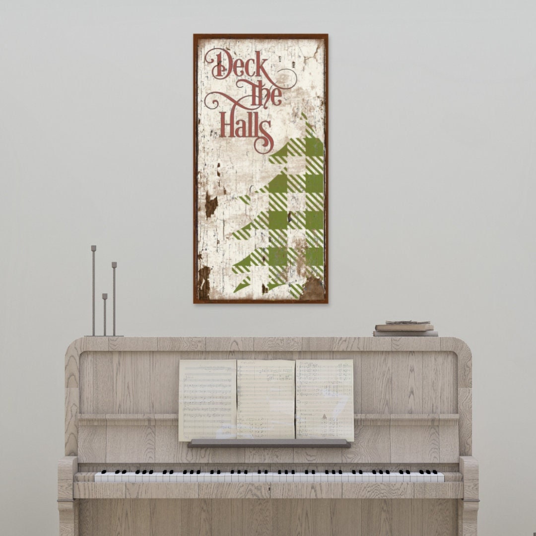 Christmas Sign, Deck The Halls Canvas Sign, Modern Farmhouse Decor, Holiday Decor, Vintage Christmas Decor, Primitive Christmas