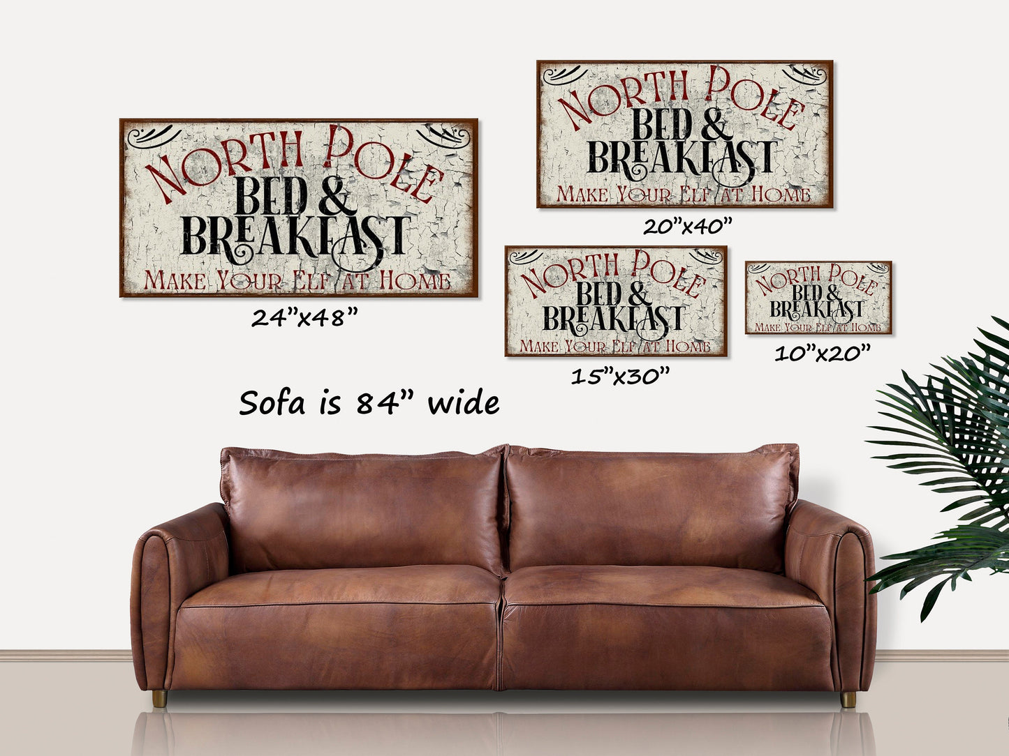 North Pole Bed And Breakfast Canvas Sign, Christmas Signs, Holiday Decor, Modern Farmhouse Decor, Vintage Christmas Decor, Holiday Signs