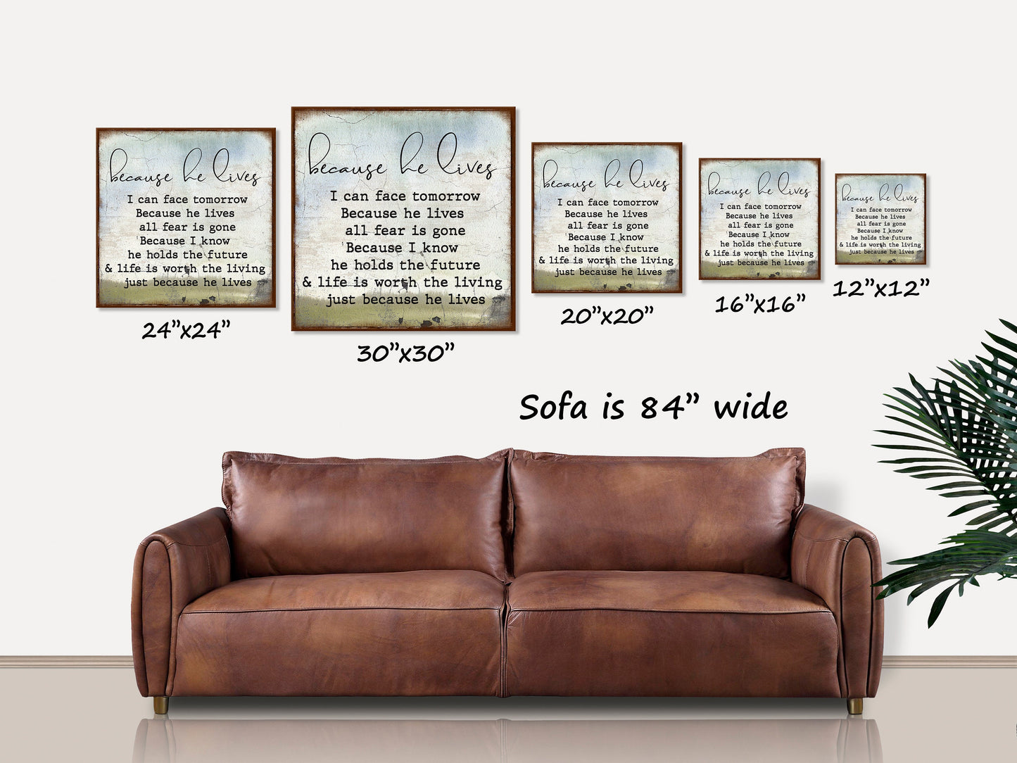Because He Lives Canvas Sign, Modern Farmhouse Wall Decor, Christian Home Decor, Antique Wall Art, Church Hymn, Vintage Sign Christian Gifts