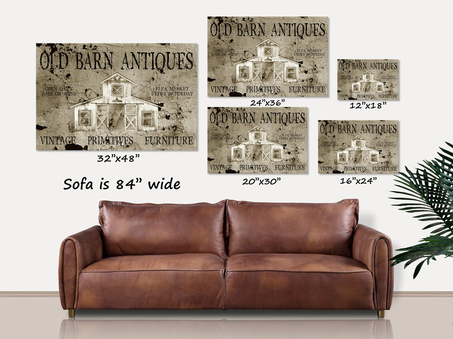 Old Barn Antiques, Large Canvas Wall Art, Faux Metal Sign, Primitive Decor, Rustic Wall Art, Vintage Antiques Sign, Best Friend Gift