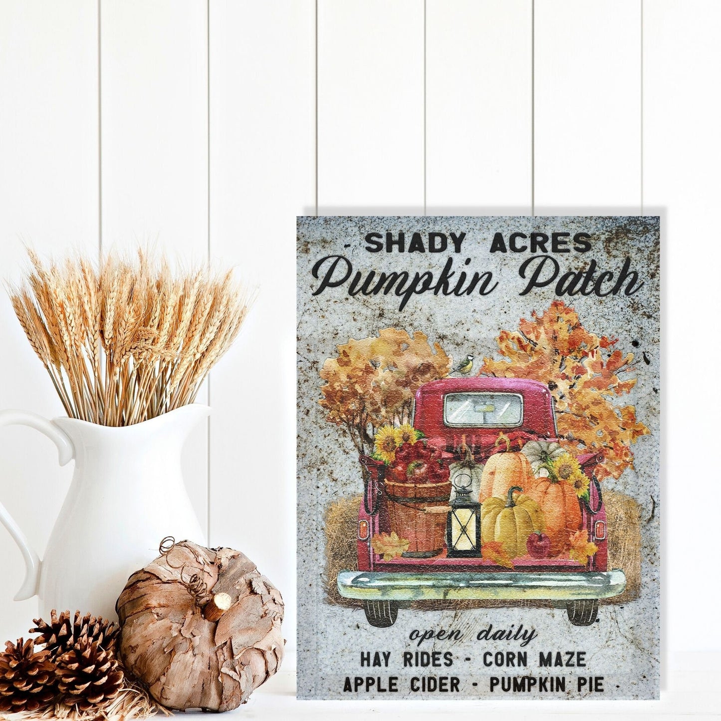 Fall Wall Art, Shady Acres Pumpkin Patch Sign, Fall Wall Decor, Canvas Wall Art, Pumpkin Decor, Vintage Fall Decor, Nostalgic Decor