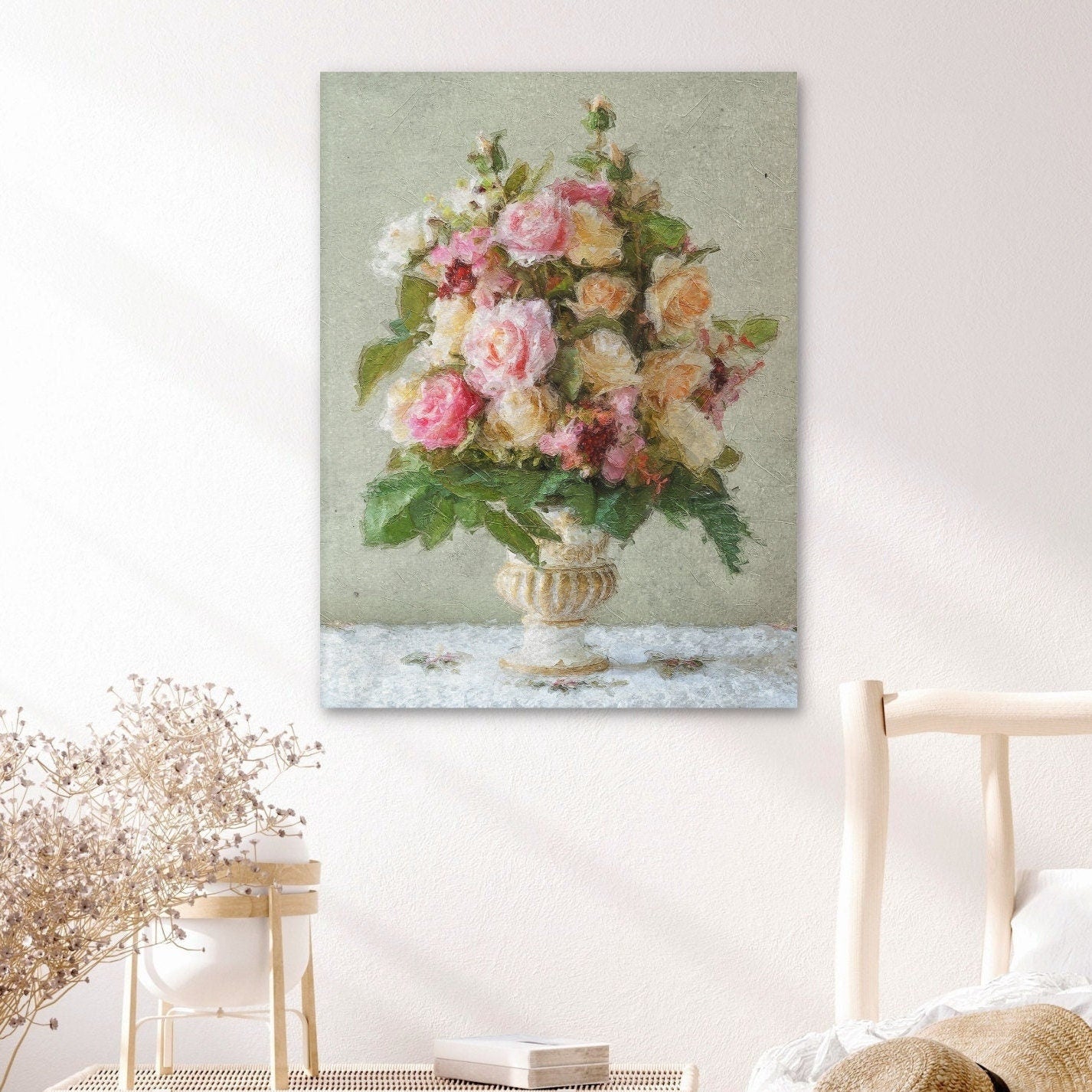 Peonies Print, Large Canvas Wall Art, Summer Flower Picture, Peonies In A Vase, Vintage Home Decor, Vintage Floral Art, Peony Gifts