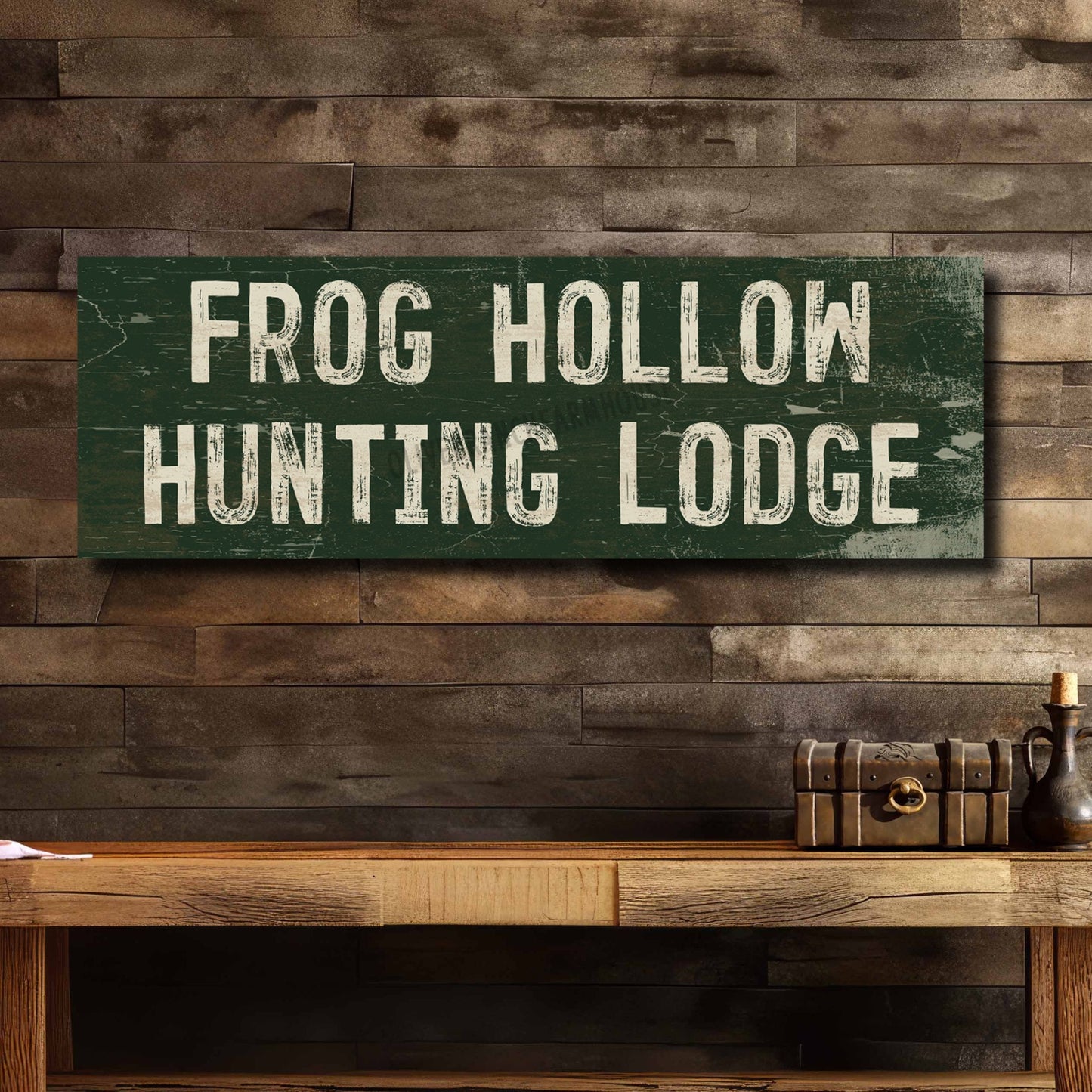 Custom Hunting Lodge Canvas Sign, Personalized Gifts For Him, Lodge Decor, Cabin Wall Art, Weathered And Distressed Canvas Art, Hunter Gifts