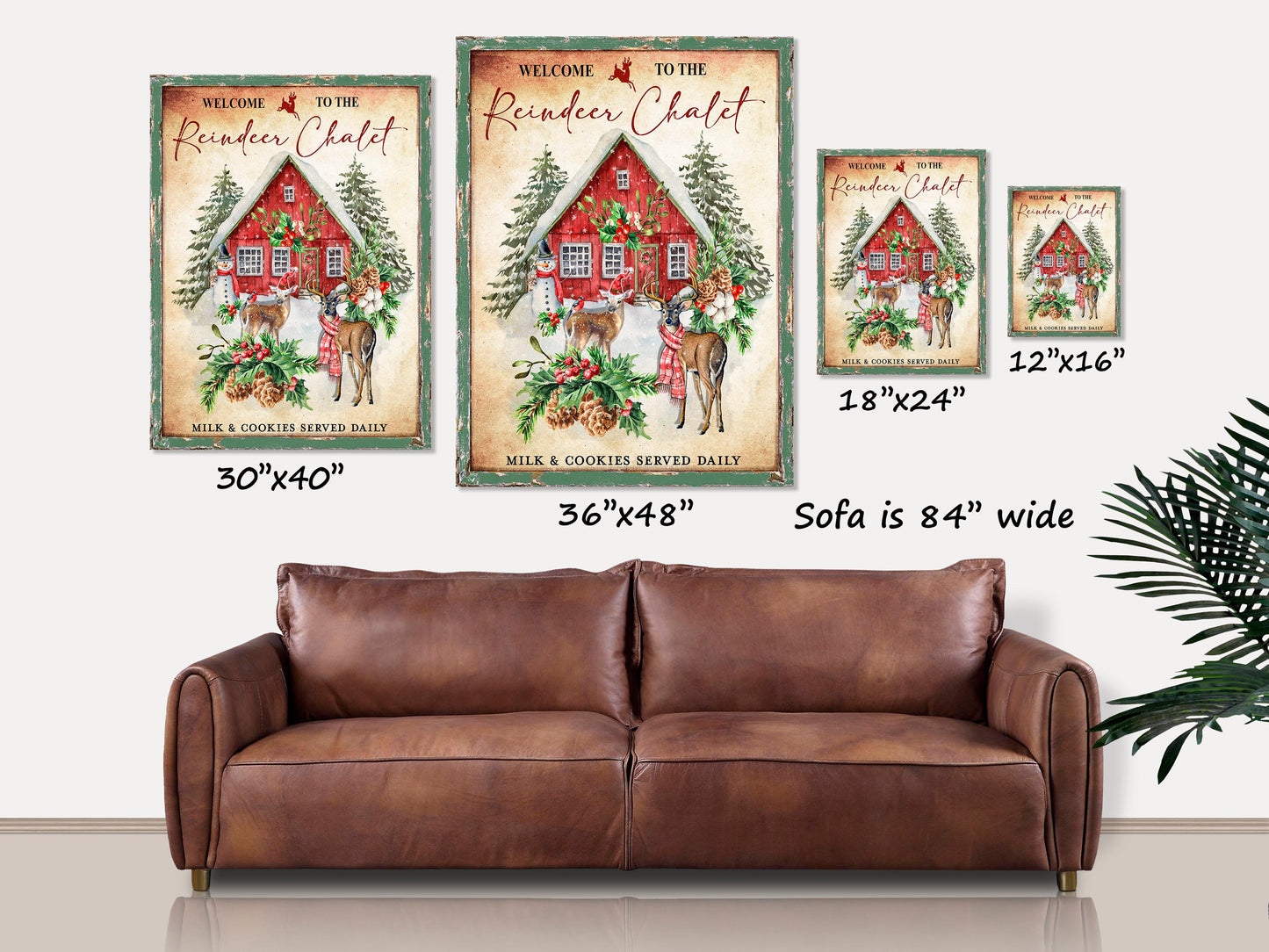 Holiday Decor, Reindeer Chalet Canvas Wall Art, Vintage Christmas Decor , Christmas Signs, Vintage Holiday Signs, Reindeer Decor