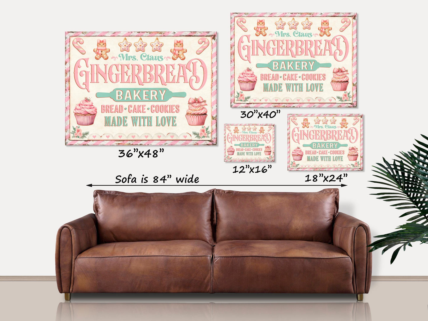 Mrs. Claus Bakery Canvas Sign, Christmas Signs, Pastel Christmas Decor, Personalized Holiday Gifts, Custom Kitchen Art, Gift for Mom