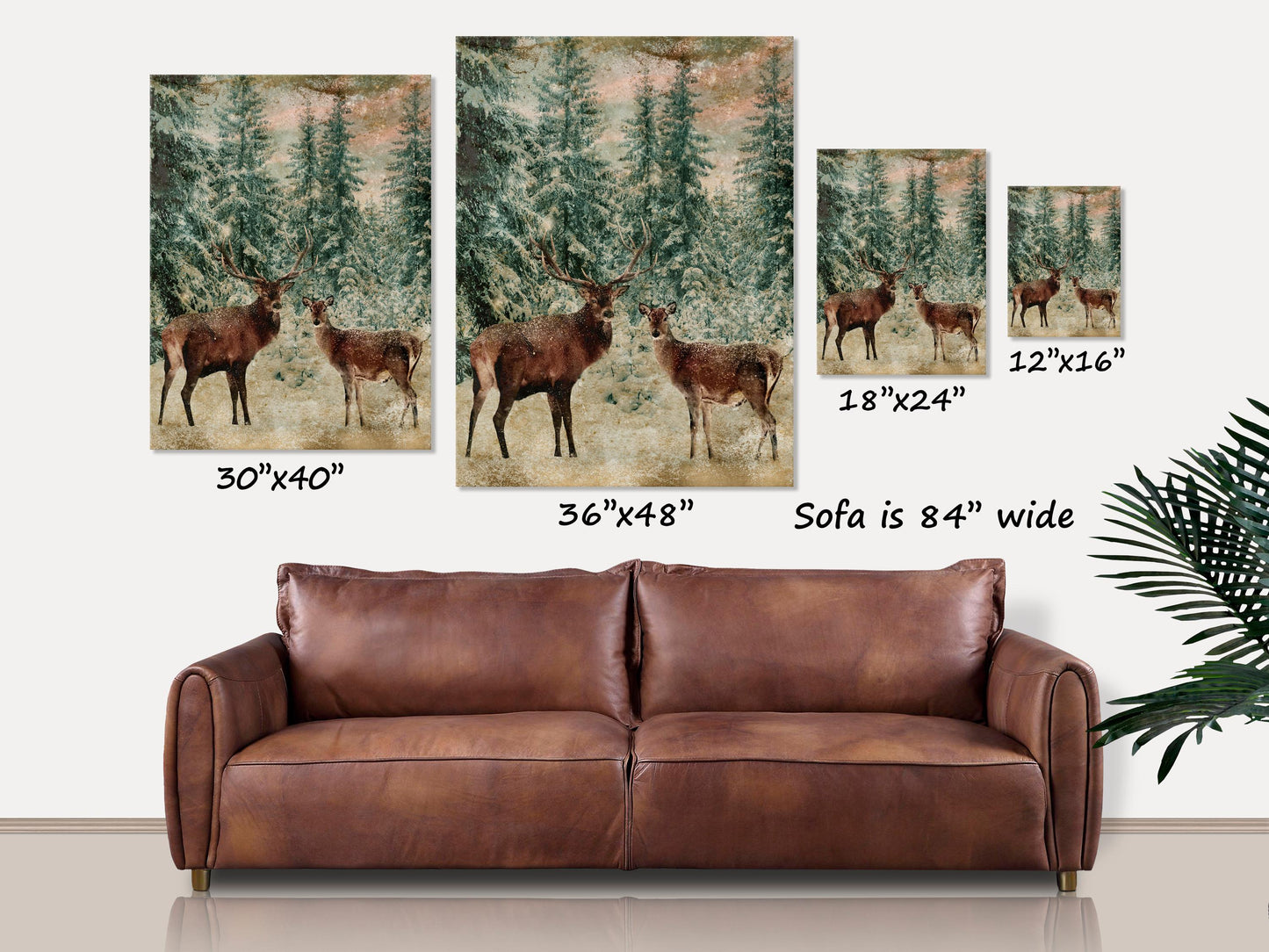 Winter Decor, Deer Canvas Wall Art, Holiday Decor, Deer In The Snow, Hunting Art, Christmas Sign, Winters Majesty Holiday, Deer Artwork,