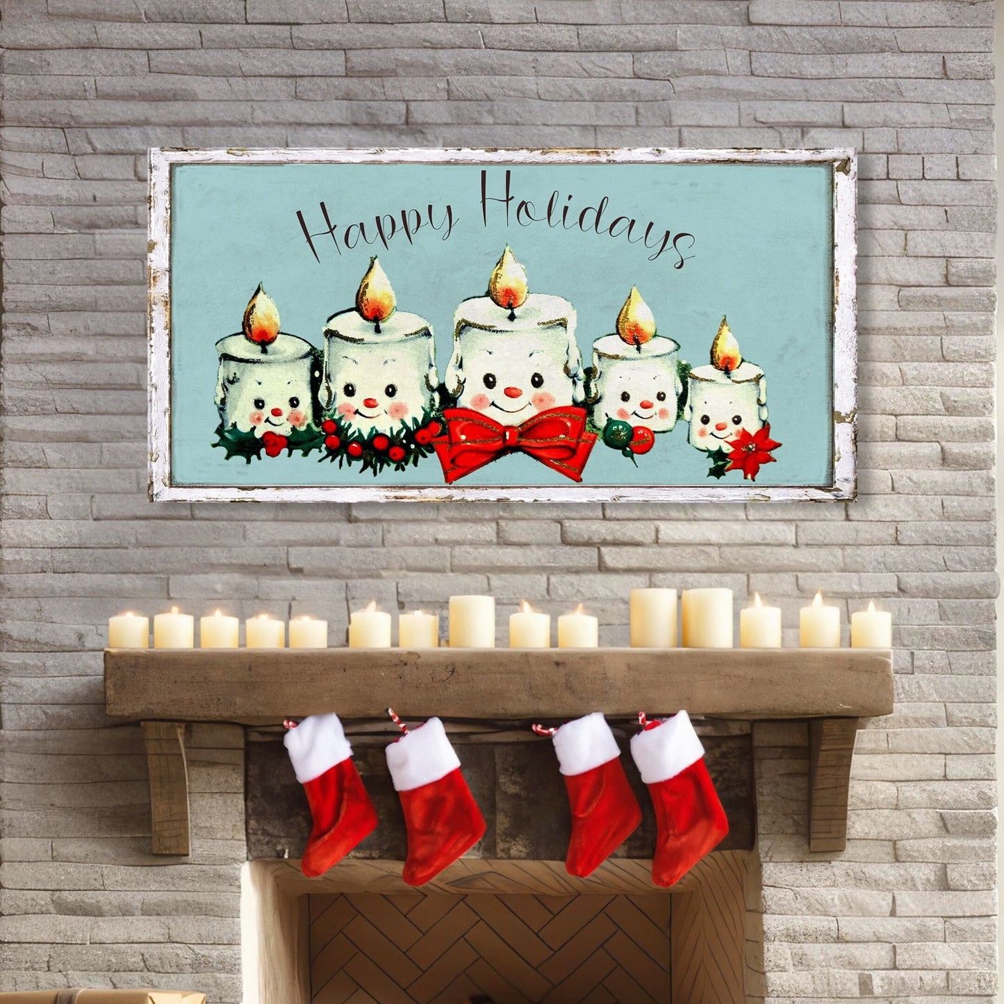 Happy Holidays Vintage Canvas Sign, Holiday Decor, Vintage Christmas Decor, Christmas Signs, Vintage Christmas Sign, Holiday Signs