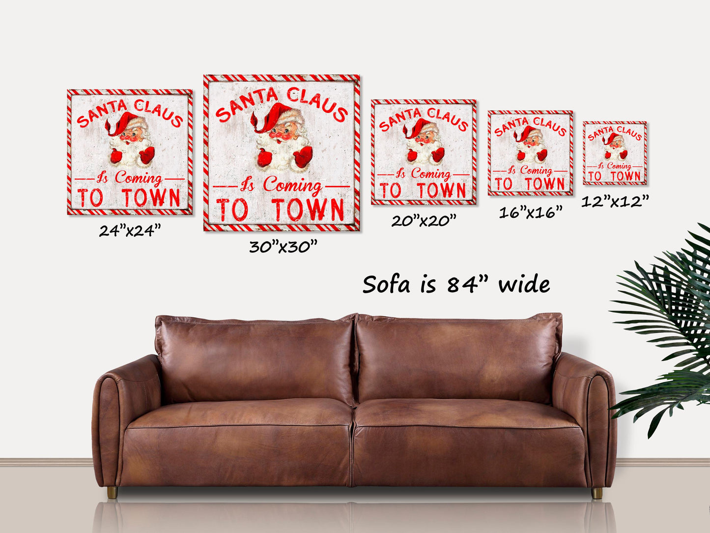 Holiday Decor, Santa Claus Is Coming To Town Canvas Wall Art, Christmas Signs, Vintage Farmhouse Christmas, Retro Santa Decor