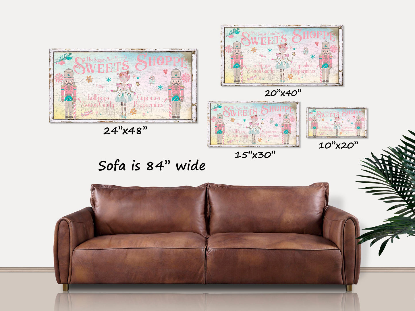 Pink Holiday Signs, Sweet Shoppe Christmas Sign, Pastel Christmas, Large Canvas Wall Art, Christmas Sign, Vintage Christmas Deco