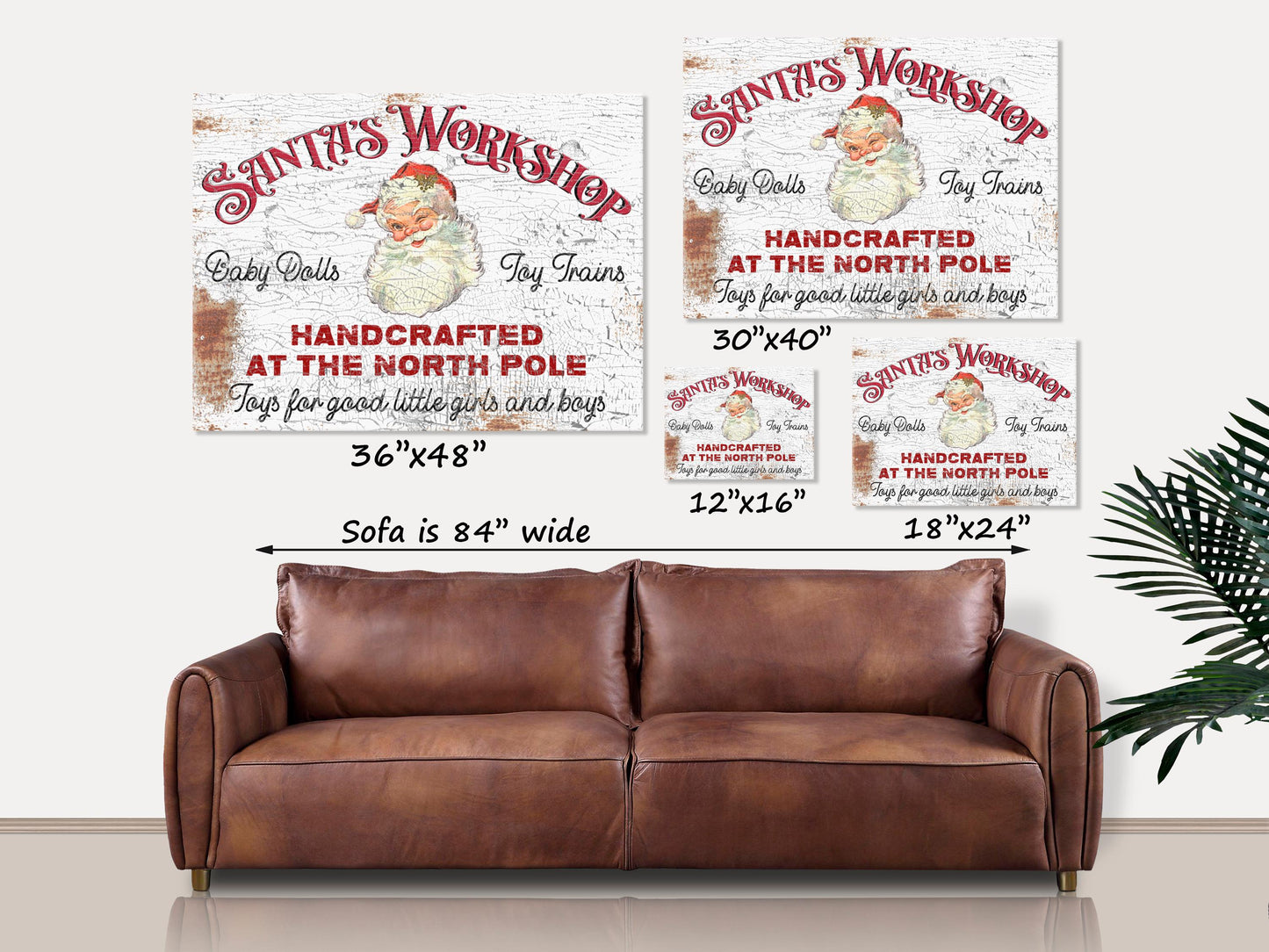Santa's Workshop Sign, Holiday Decor, Christmas Signs, Holiday Decor Vintage Santa, Santa Sign, Antique Sign, Canvas Signs, Santa Decor