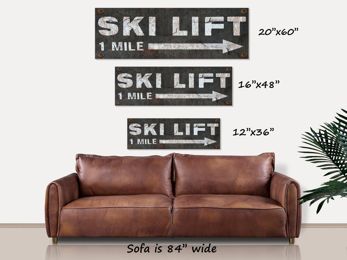 Ski Lift Wall Art, Holiday Decor, Faux Metal Sign, Large Canvas Wall Art, Winter Decor, Ski Sign, Ski Decor, Winter Decorations