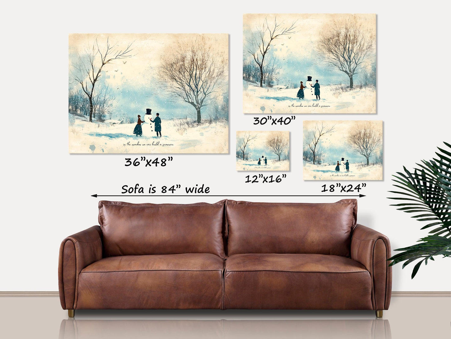 Primitive Winter Art, Xmas Signs, In the Meadow We Can Build a Snowman, Canvas Wall Art, Vintage Winter Decor, Holiday Decorations