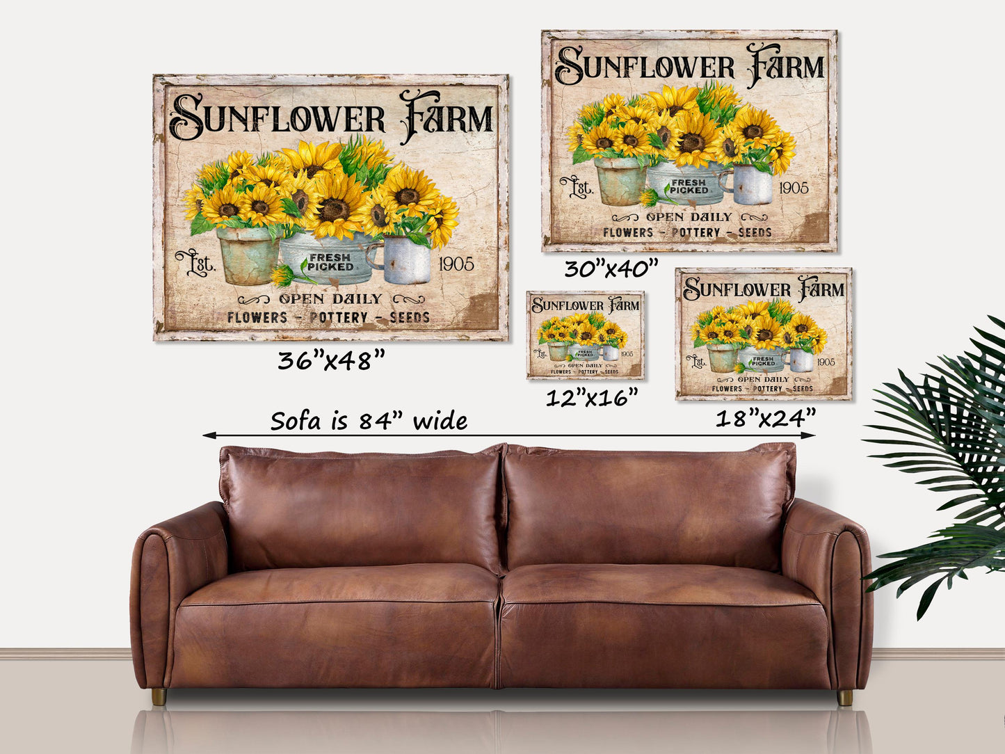 Sunflower Wall Art, Canvas Wall Art, Vintage Fall Decor, Nostalgic Decor, Canvas Decor, Sunflower Farm Sign, Sunflower Gifts, Summer Art