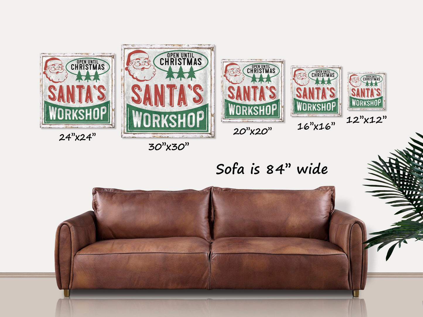 Retro Christmas, Santa's Workshop Canvas Wall Art, Holiday Decor, Vintage Wall Art, Farmhouse Christmas, Santa Decor, Christmas Signs