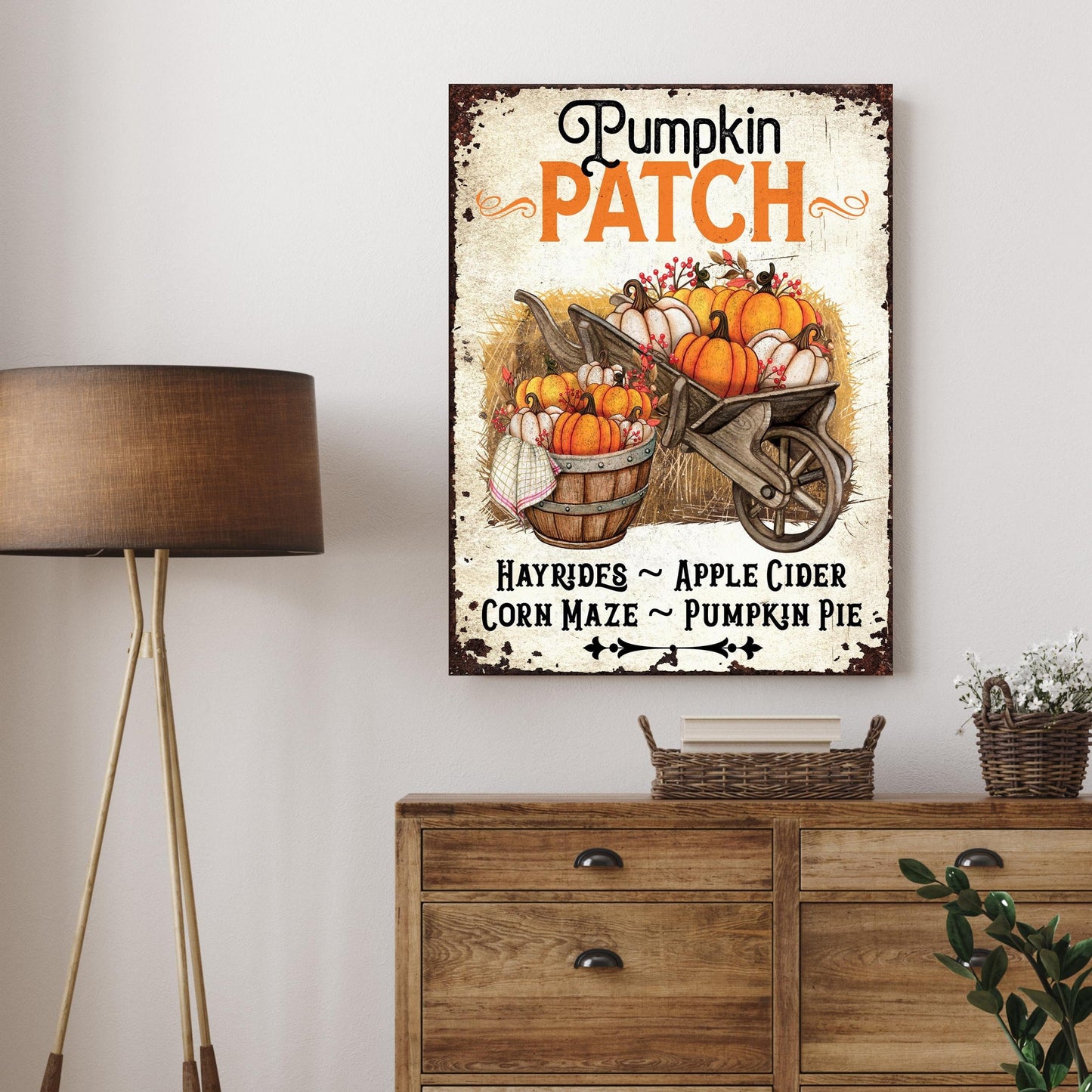 Fall Signs, Pumpkin Patch Faux Metal Sign, Pumpkin Decor, Fall Wall Art, Canvas Wall Art, Vintage Decor, Nostalgic Decor, Autumn Signs