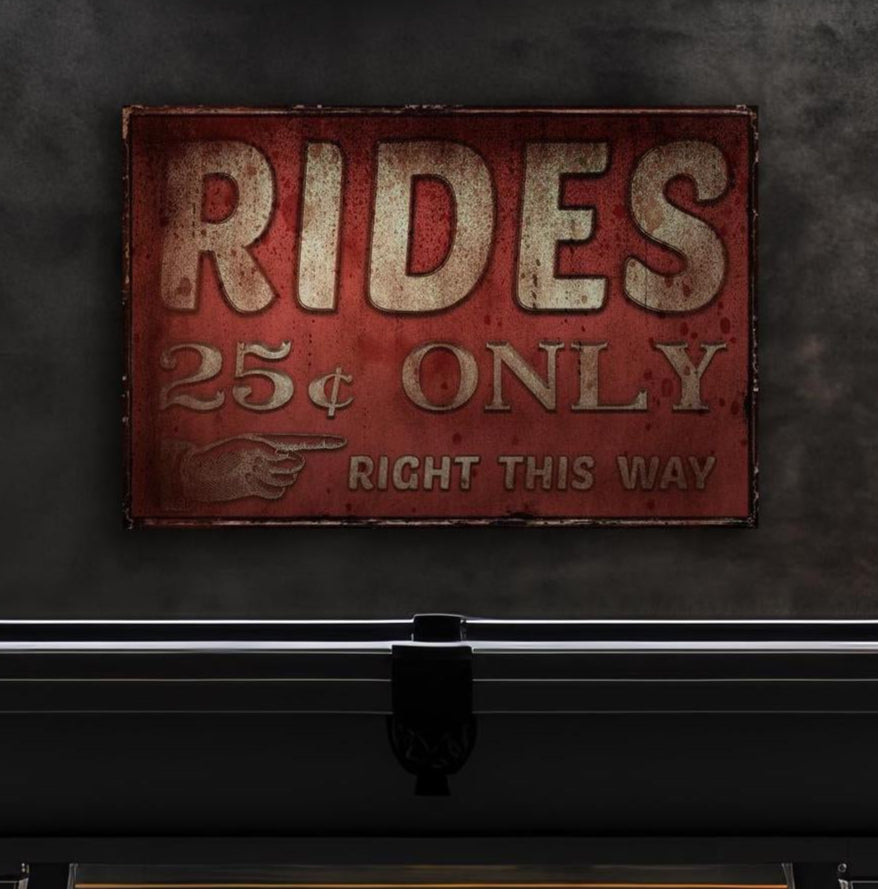 Canvas Sign, Rides 25 cents