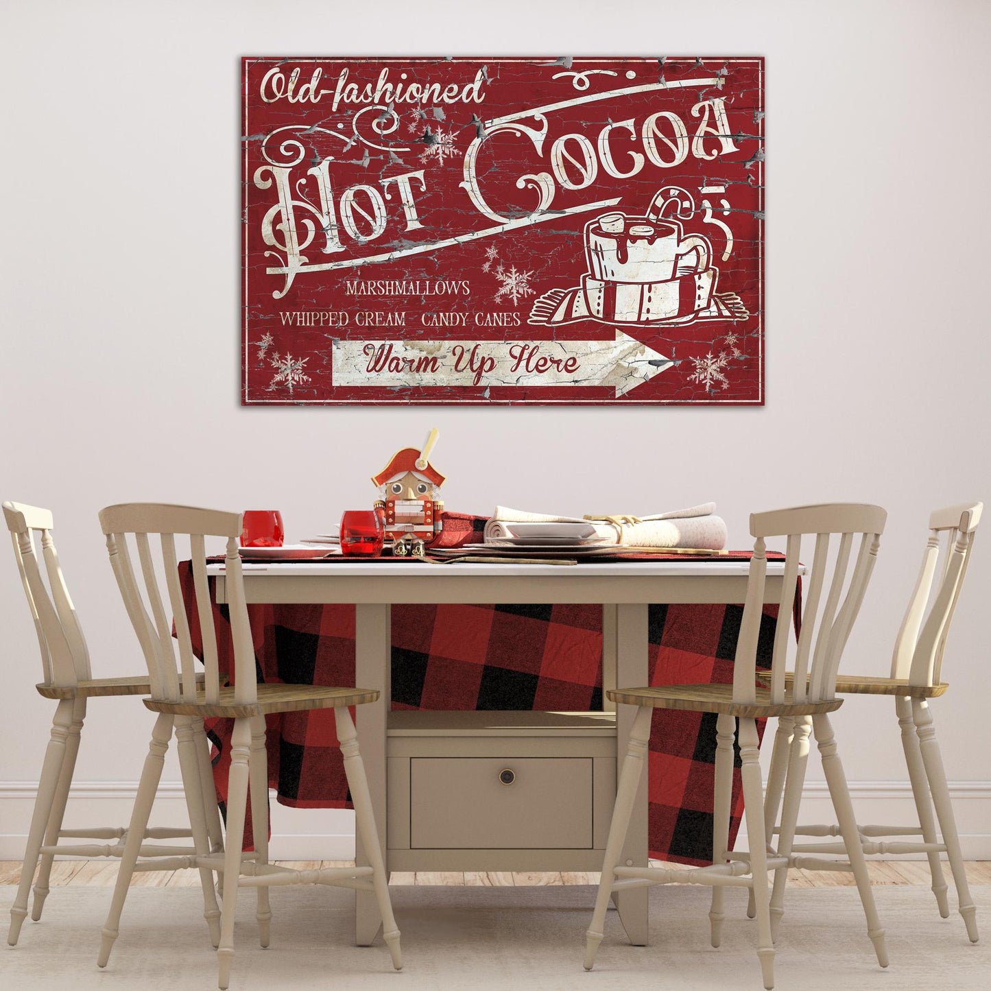 old fashioned hot cocoa red canvas sign