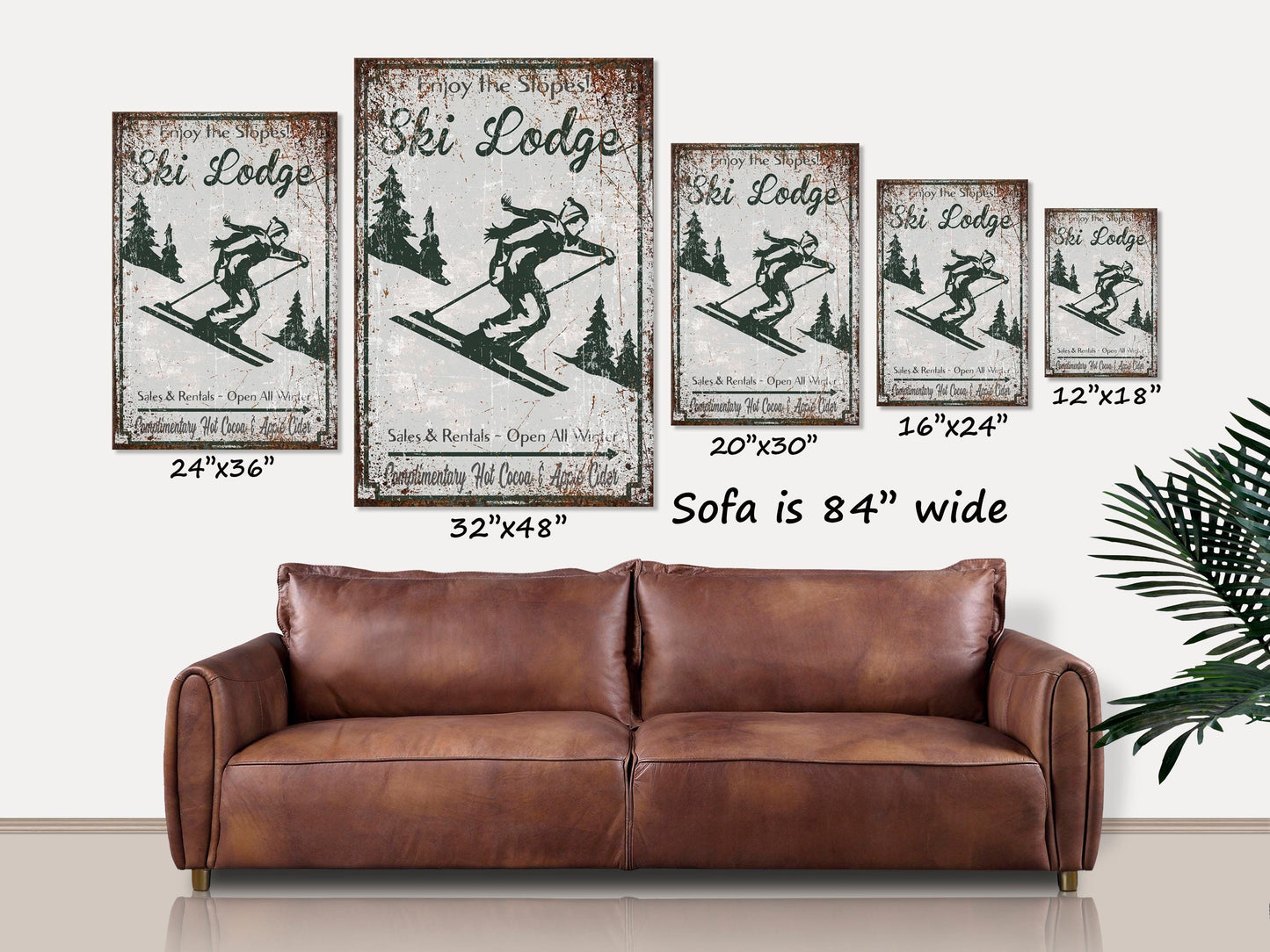 Holiday Decor, Ski Lodge Decor, Vintage Ski Sign, Canvas Wall Art, Christmas Sign, Ski Signs, Faux Metal Sign, Rustic Christmas Decor
