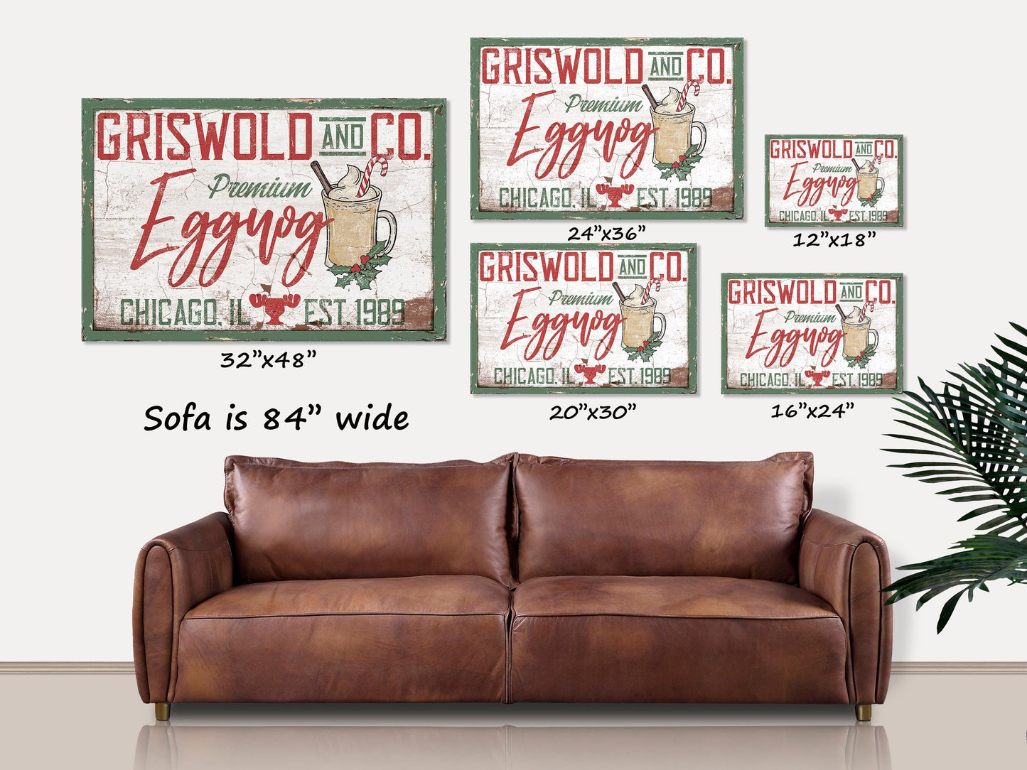 Christmas Vacation Canvas Sign, Griswold And Co Eggnog Sign, Retro Christmas Decor, Large Canvas Signs, Winter Wall Art, 80's Holiday Decor
