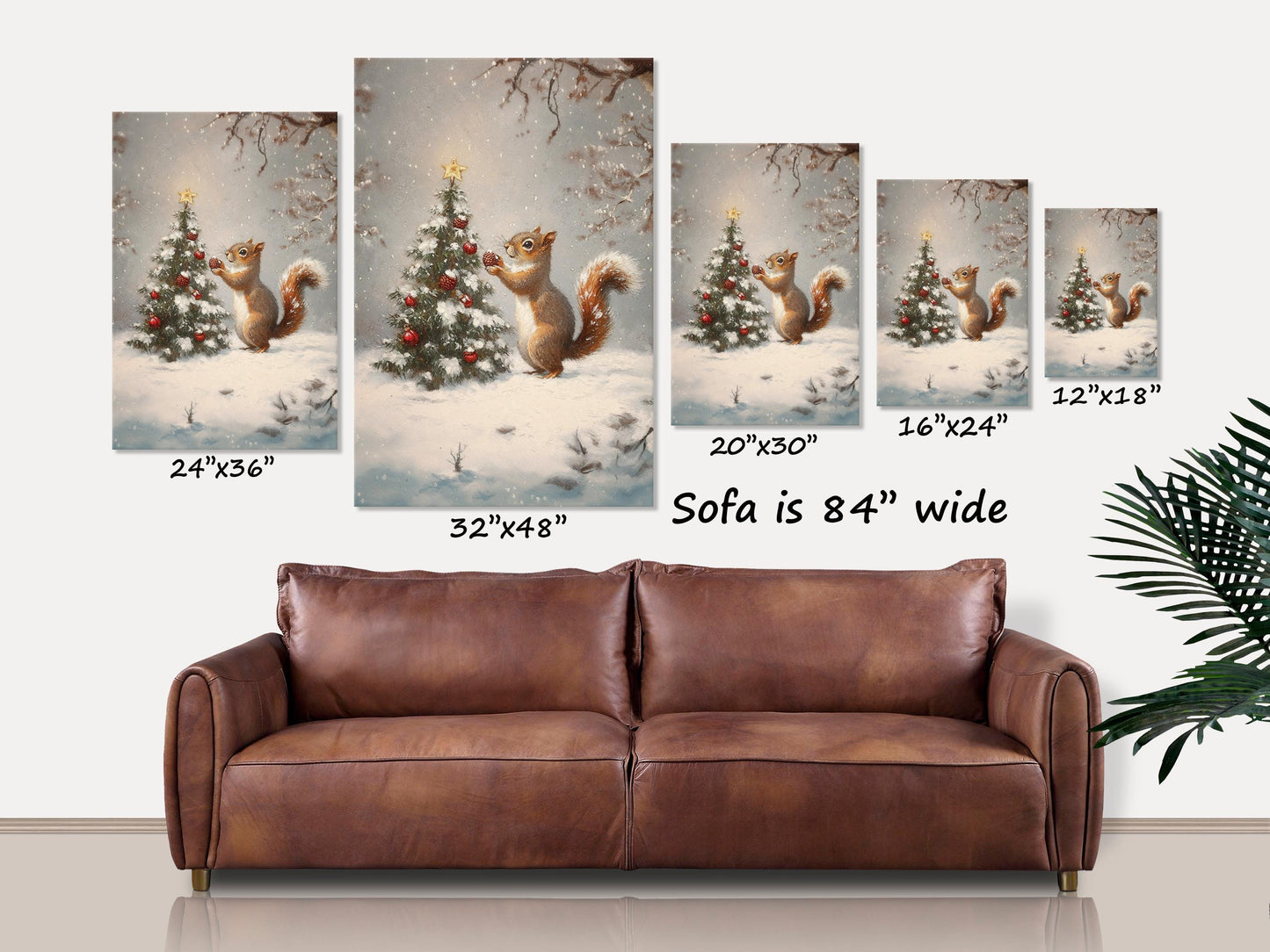 Winter Squirrel Canvas, Holiday Decor, Woodland Art, Holiday Wall Art, Christmas Signs, Animal Lover Gift, Christmas Decor, Vintage Style