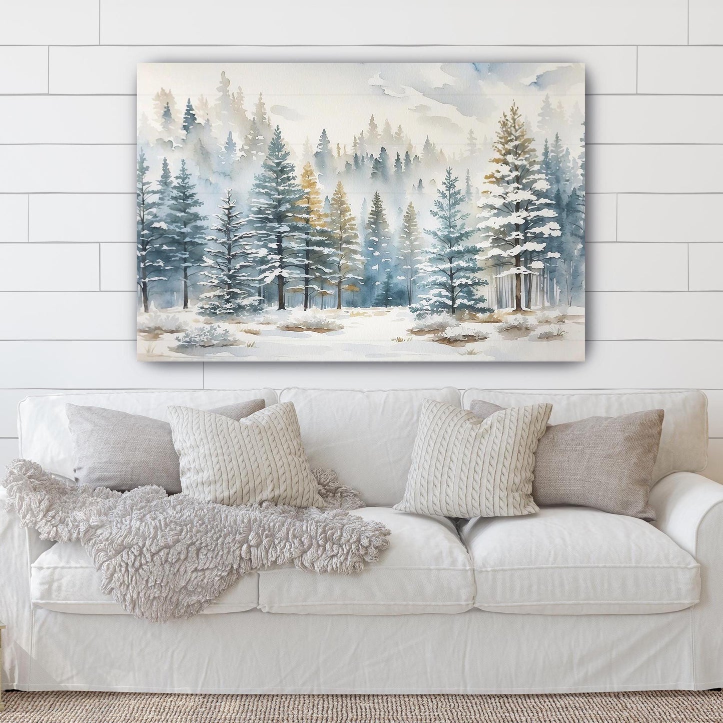 Winter Decor, Snowy Pine Forest Canvas Wall Art, Winter Pines Landscape, Cozy Winter Art, Nature Wall Hanging, Gift Ideas for Her