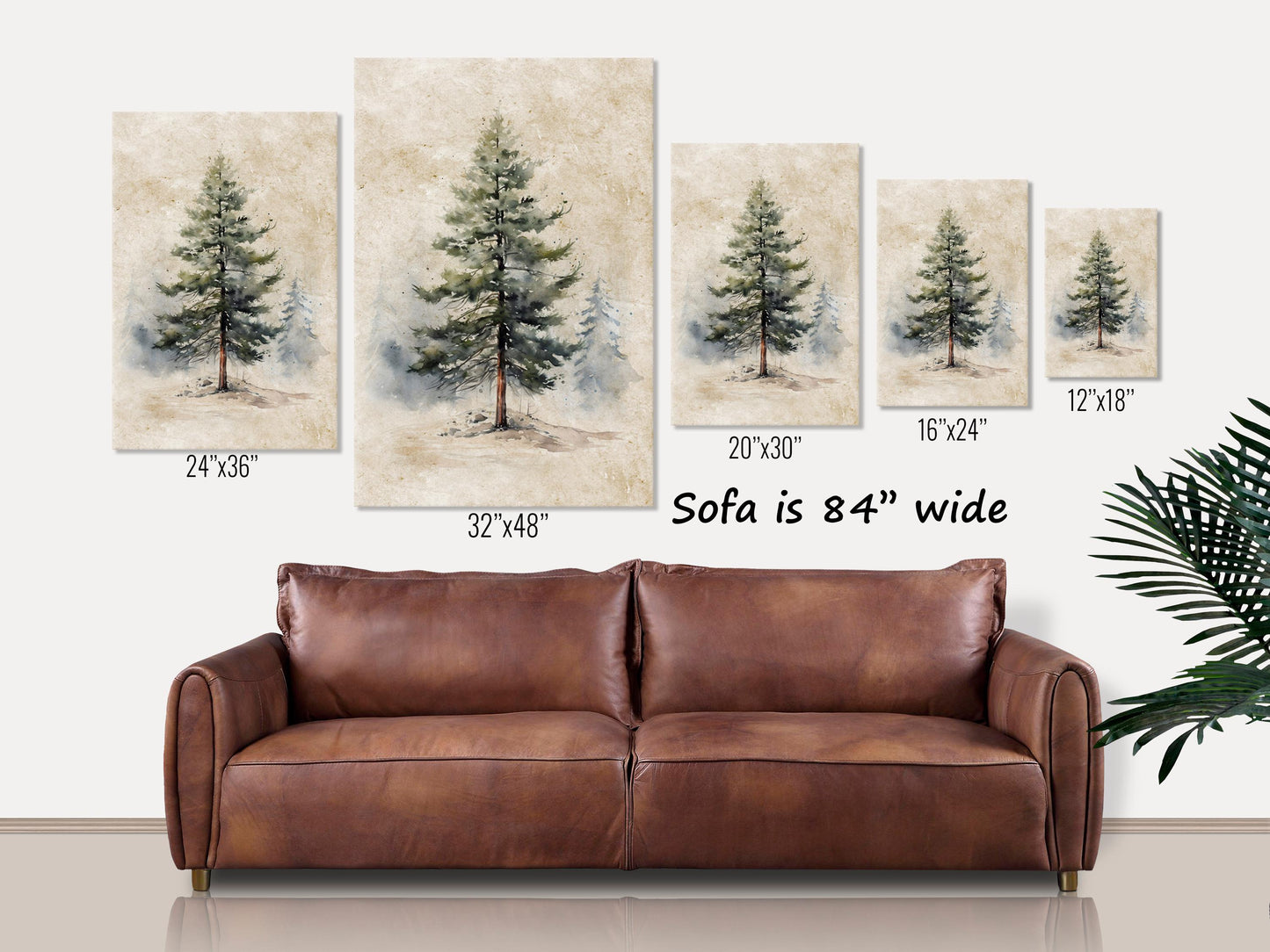 Conifers Winter Art, Large Canvas Wall Art, Winter Pines, Vintage Inspired Winter Wall Art, 2 Styles of Conifer Trees, Vintage Trees