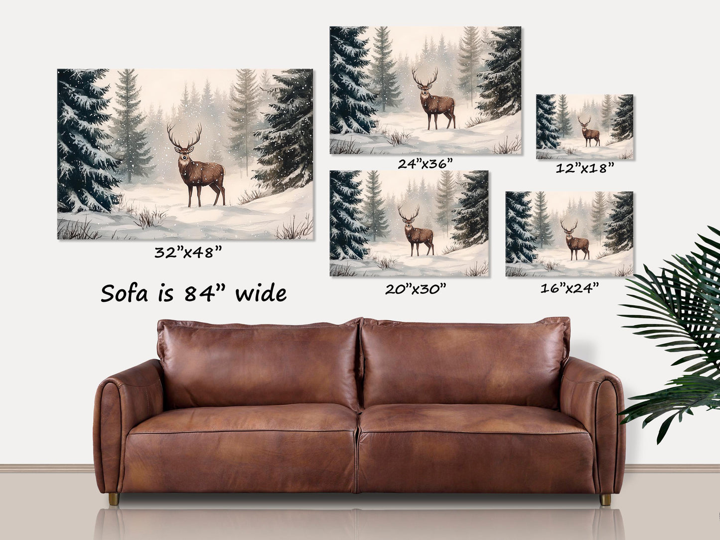 Winter Decor, Deer Landscape Art, Majestic Buck in a Snowy Forest, Large Canvas Wall Art, Winter Deer Print, Woodland Hunter Gift, Deer Gift