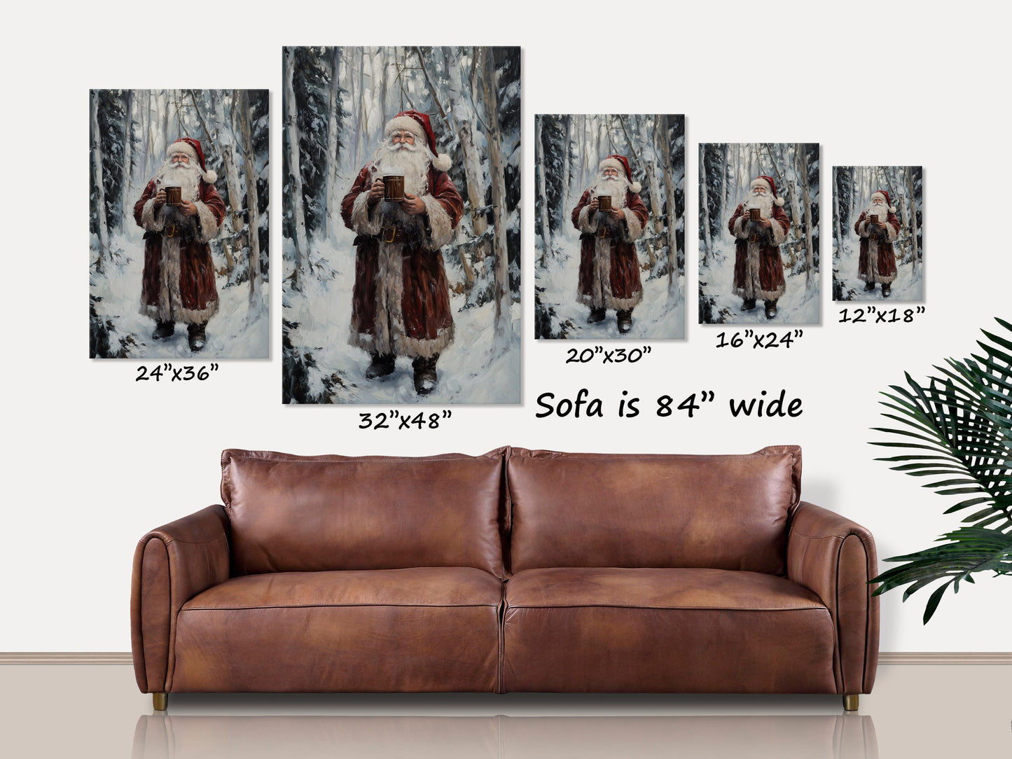 Holiday Decor, Santa's Hot Cocoa, Santa Claus Canvas Art, Christmas Signs, Woodland Santa Wall Decor, Canvas Christmas Decorations